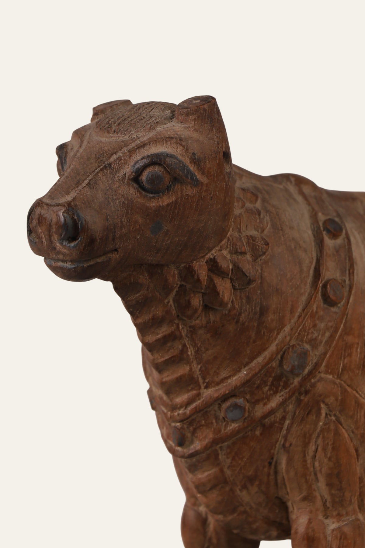 Buy Vintage Carved Wooden Nandi Bull Figure | Fusion Furnishing