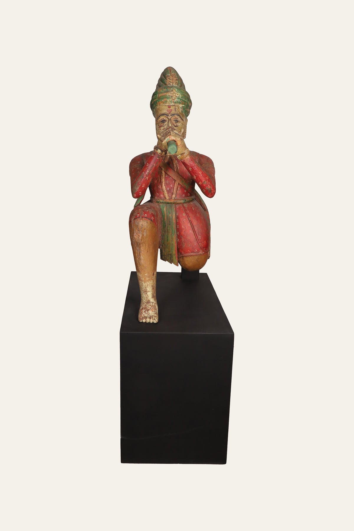 Royal Indian Flute Player on Minimal Black Base