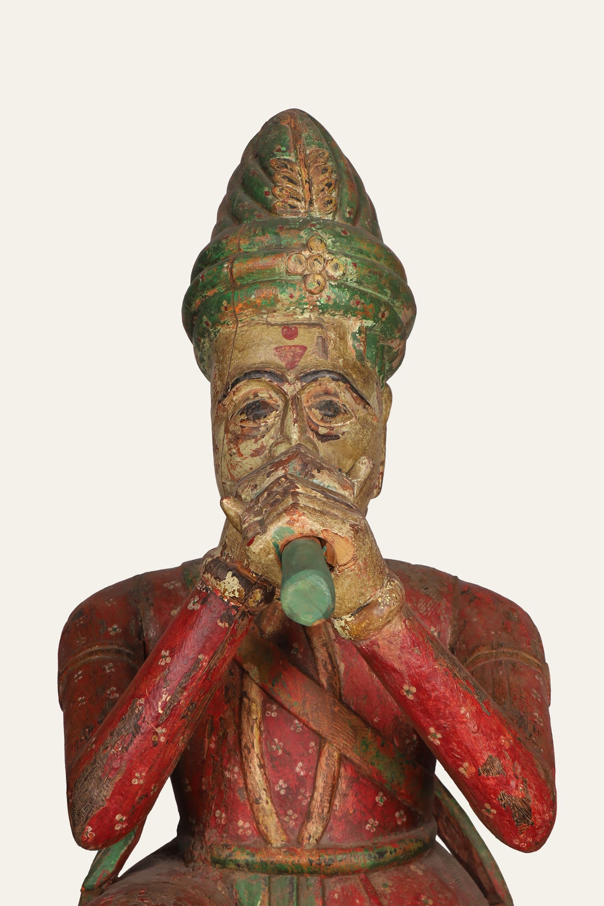Royal Indian Flute Player on Minimal Black Base