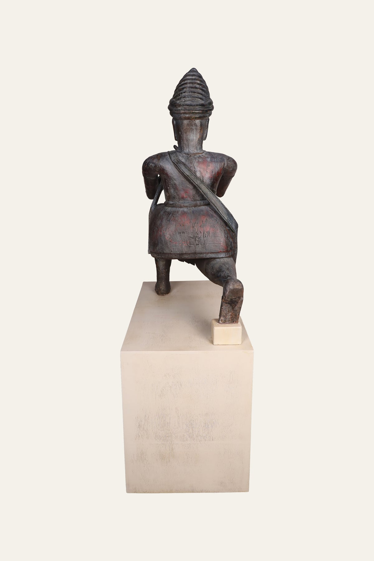 Royal Indian Flutist Figure on White Pedestal Base