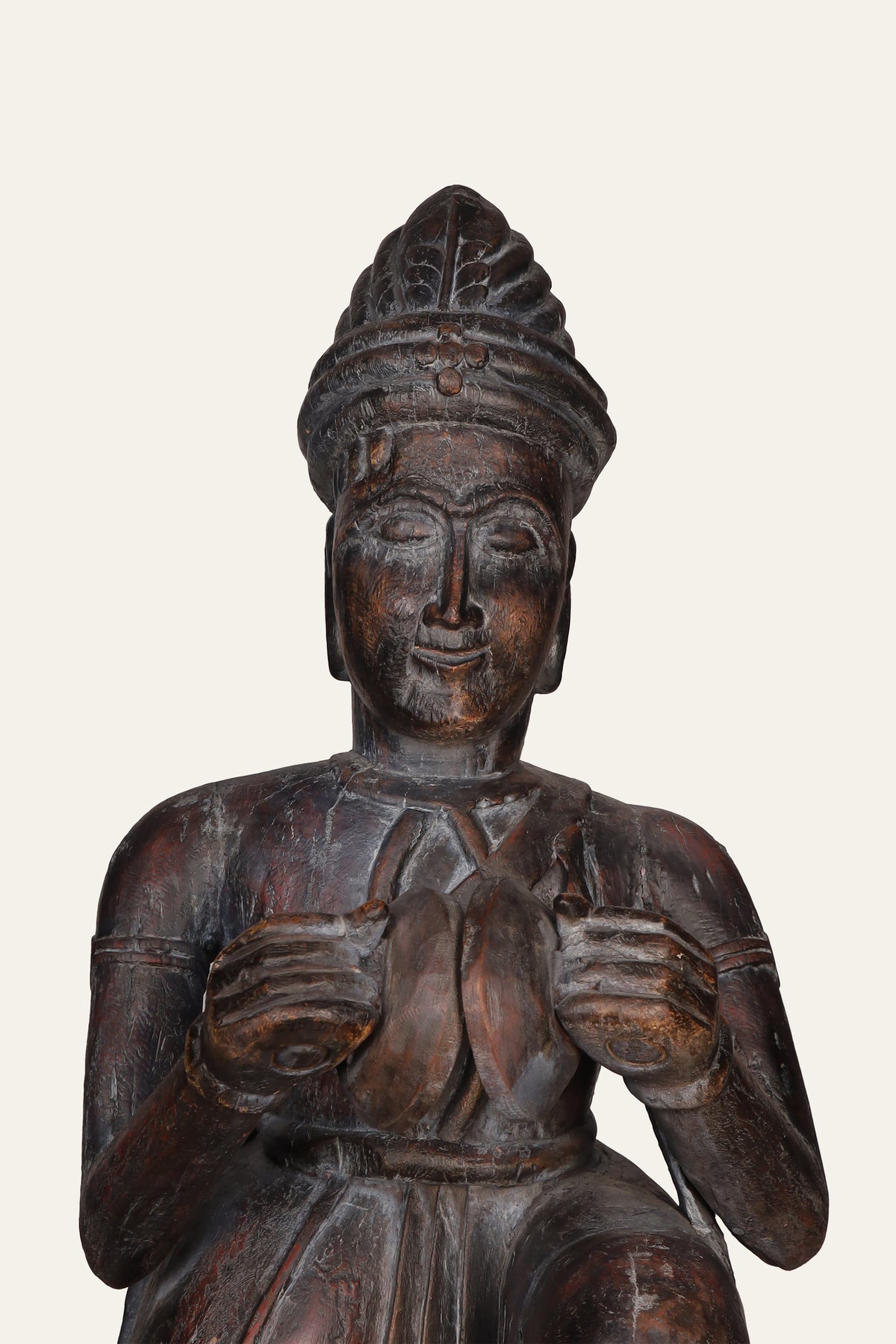 Indian Folk Percussion Musician Sculpture on White Base