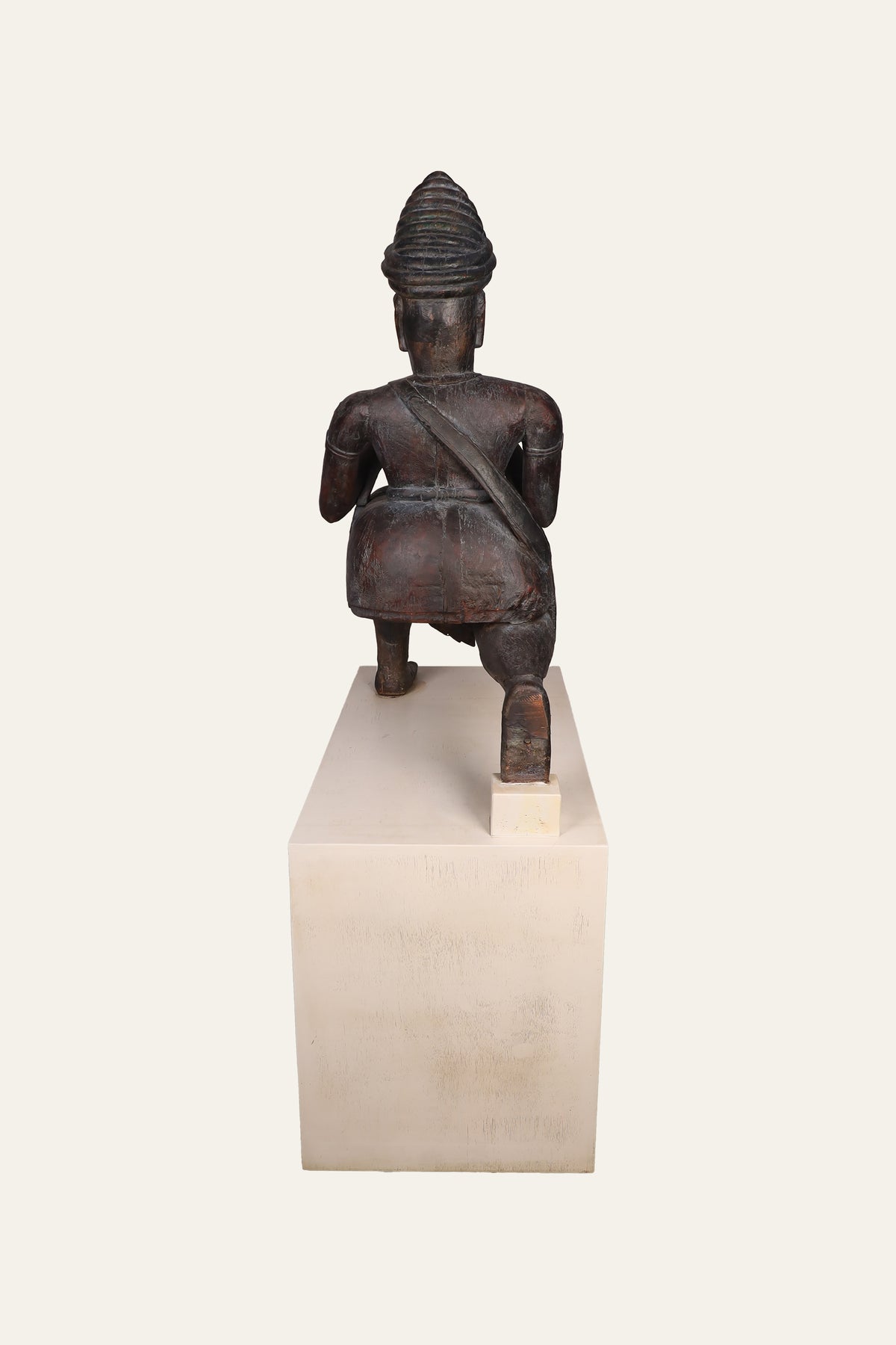 Indian Folk Percussion Musician Sculpture on White Base