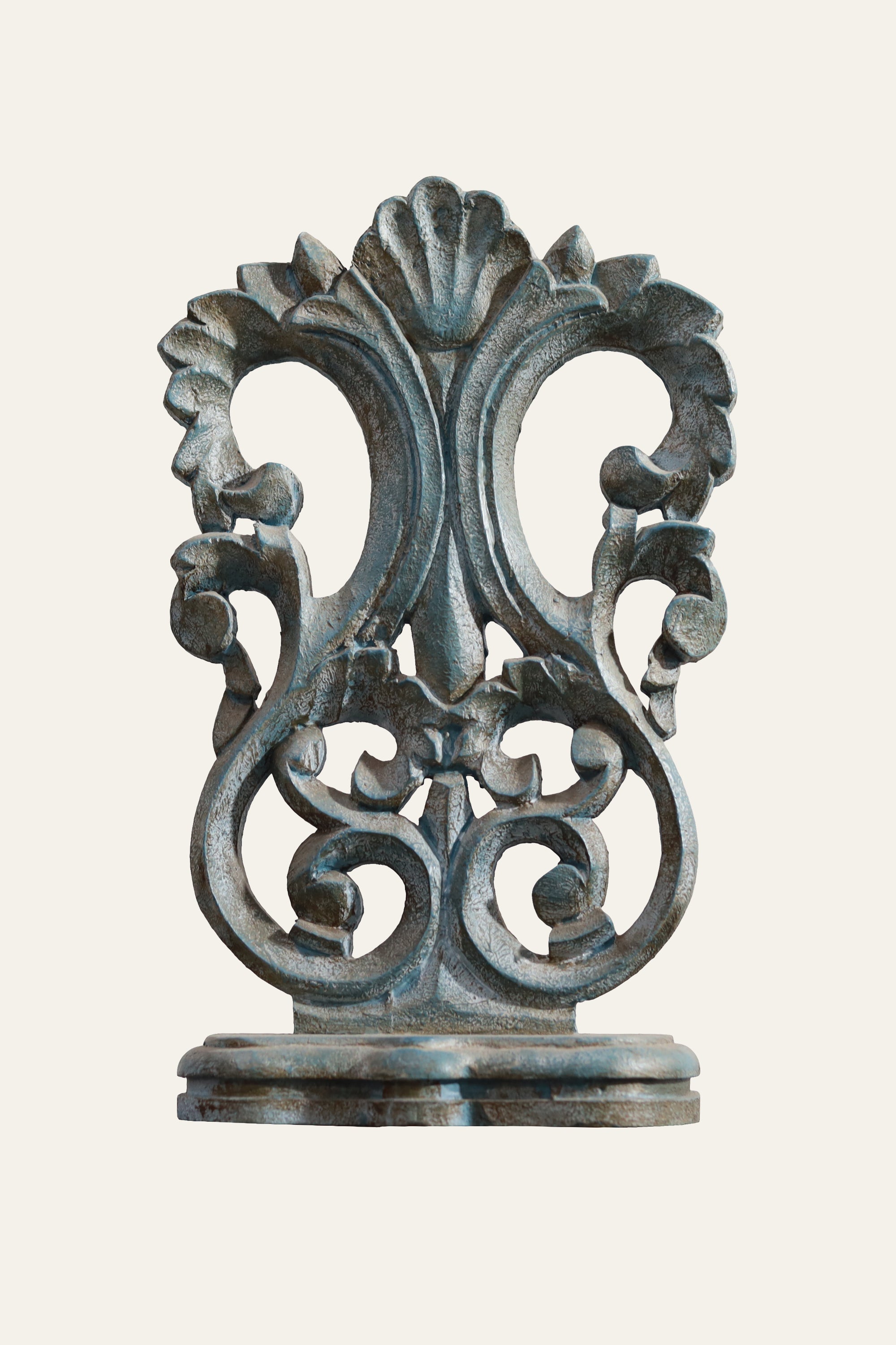 Blue Carved Wooden TableTop Accent for Home Decor