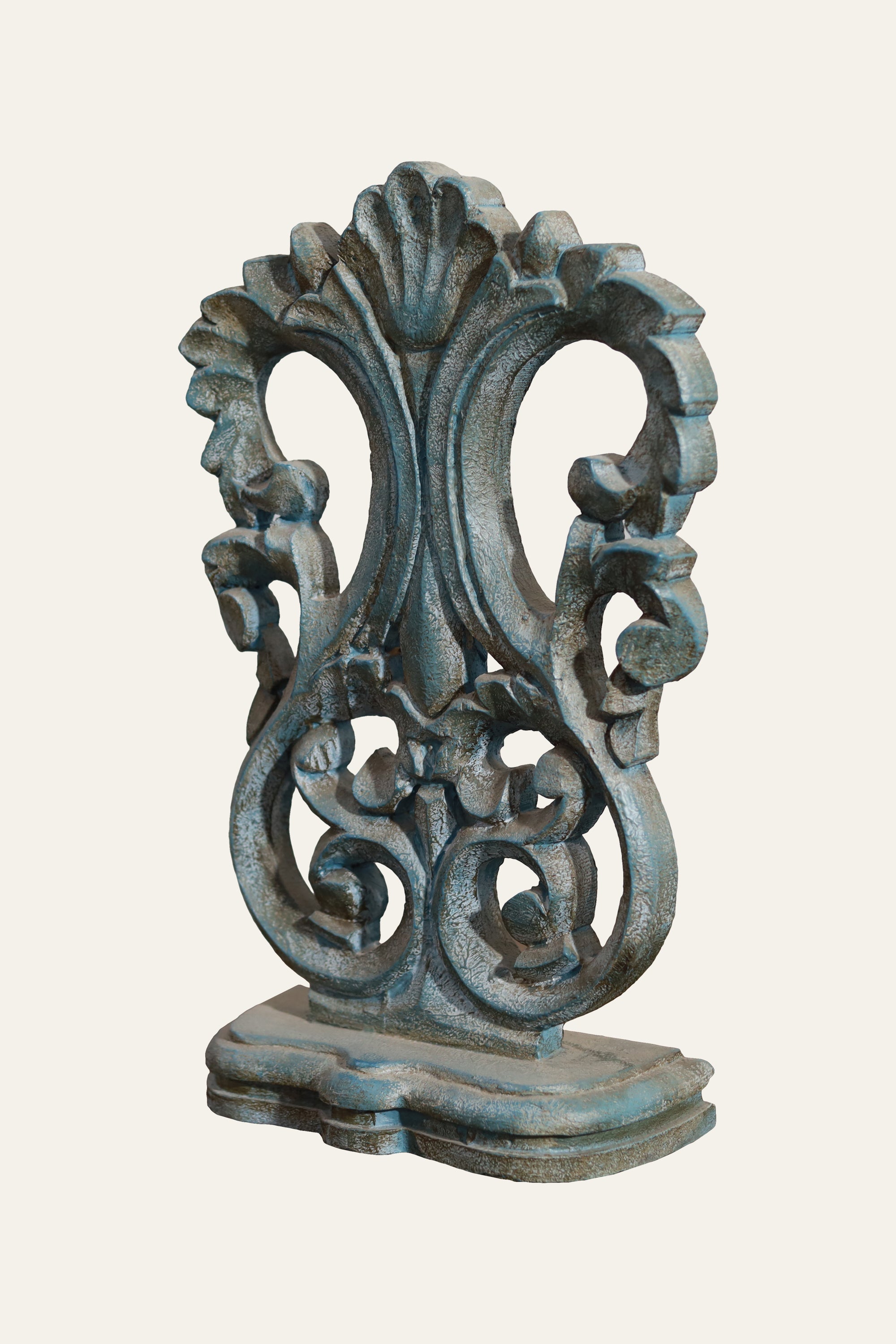Blue Carved Wooden TableTop Accent for Home Decor
