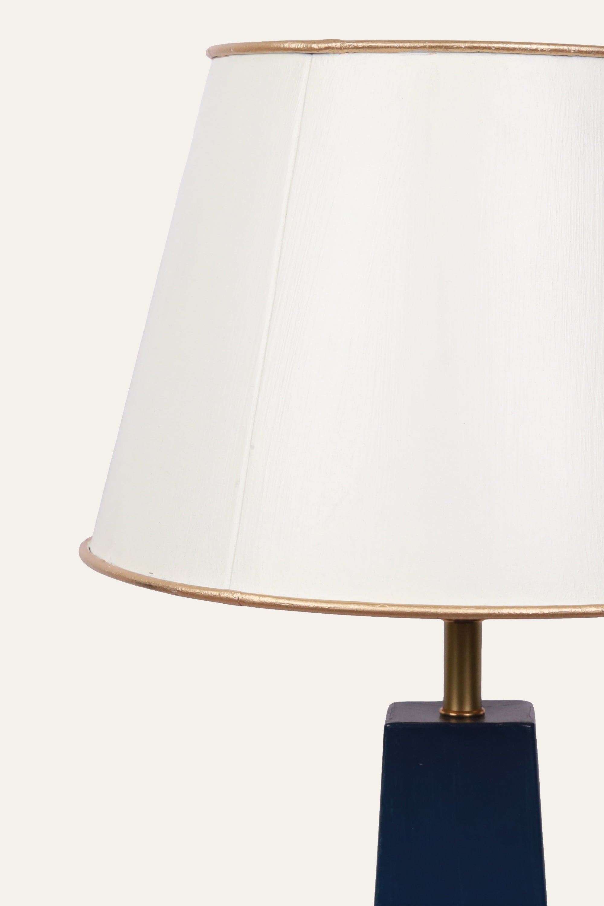 Ivory Metal Table Lamp with Blue Metal Base