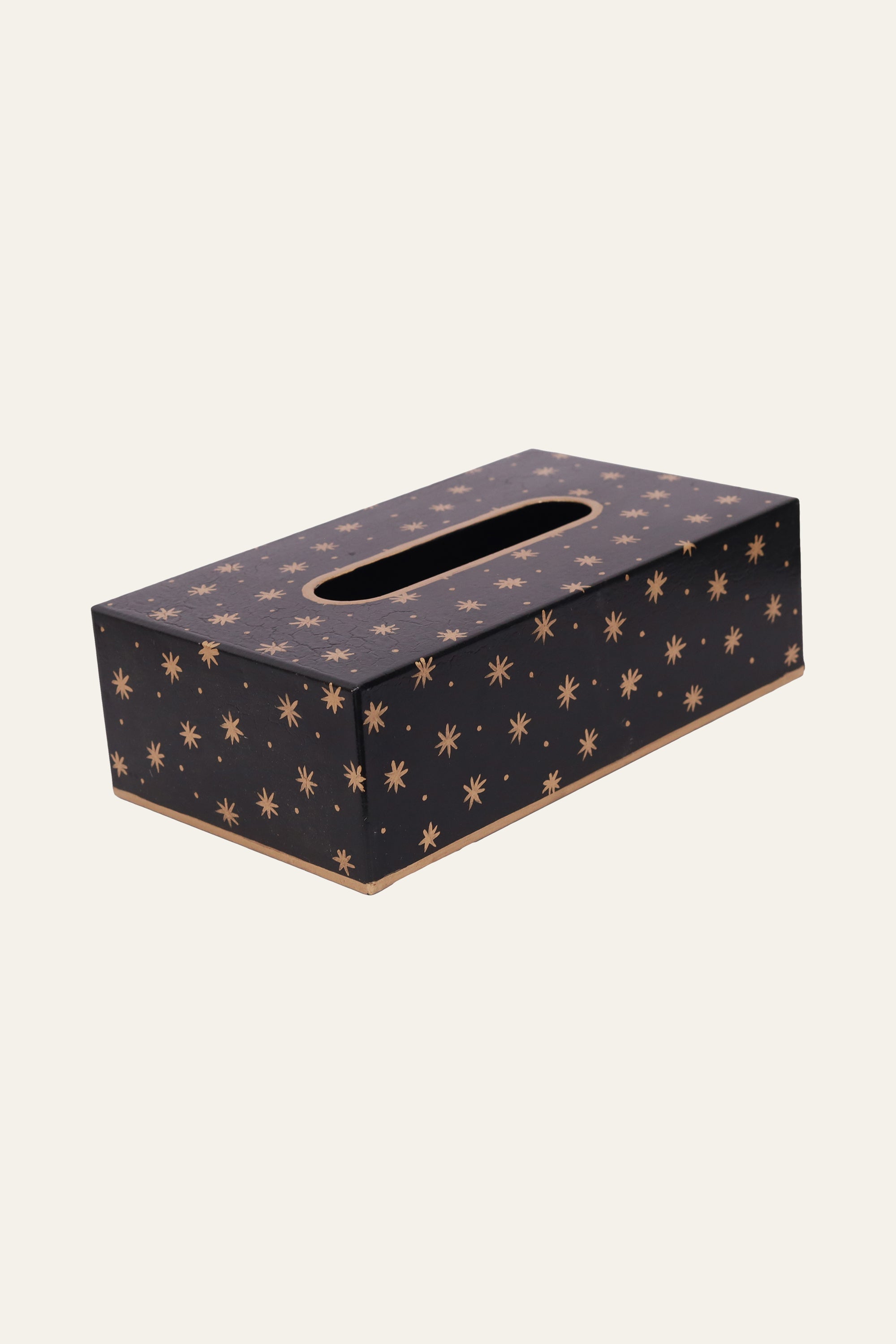 Star Pattern Tissue Box Holder in Black