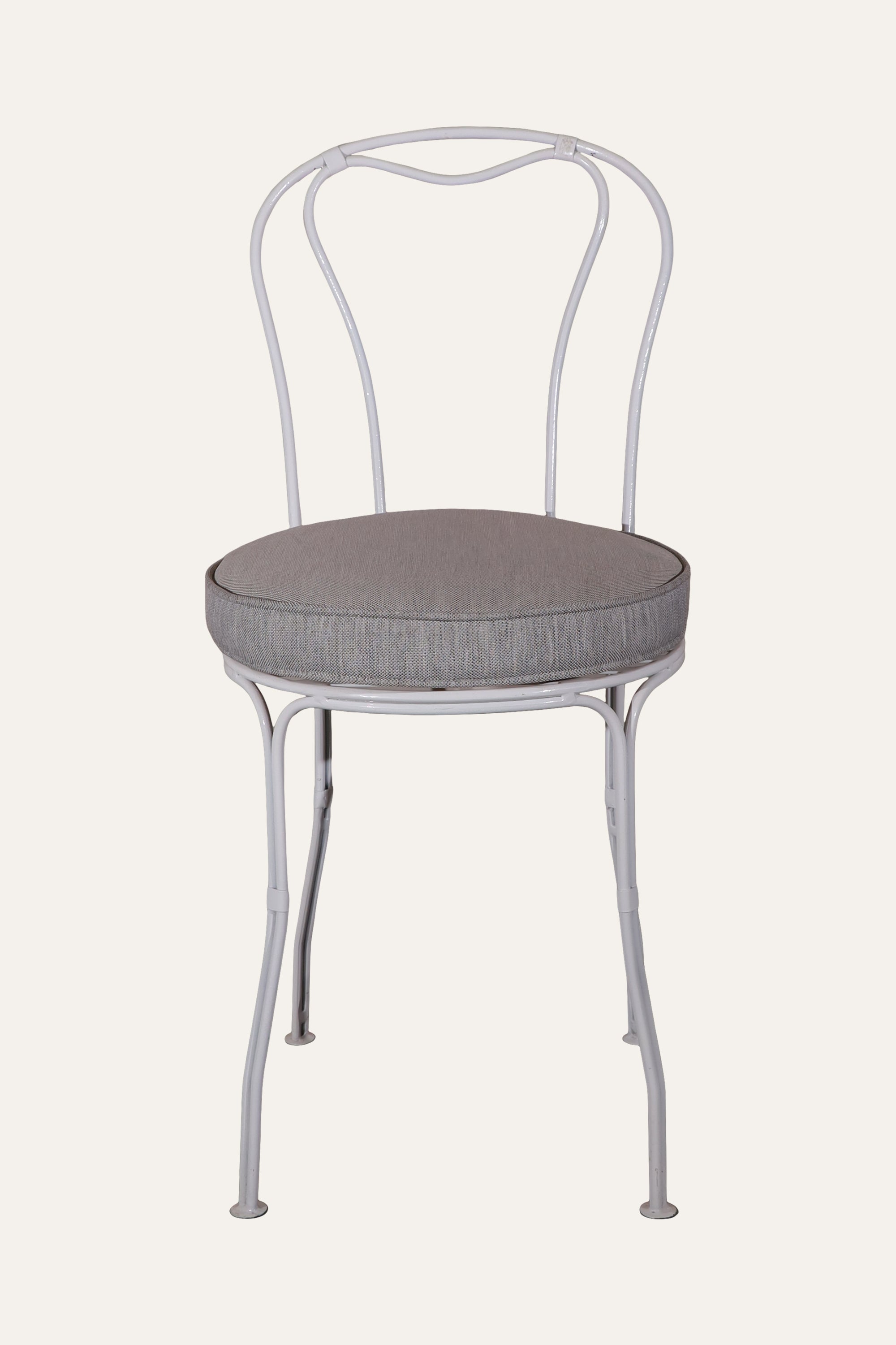 White Metal Dining Chair with Upholstered Seat for Dining Room