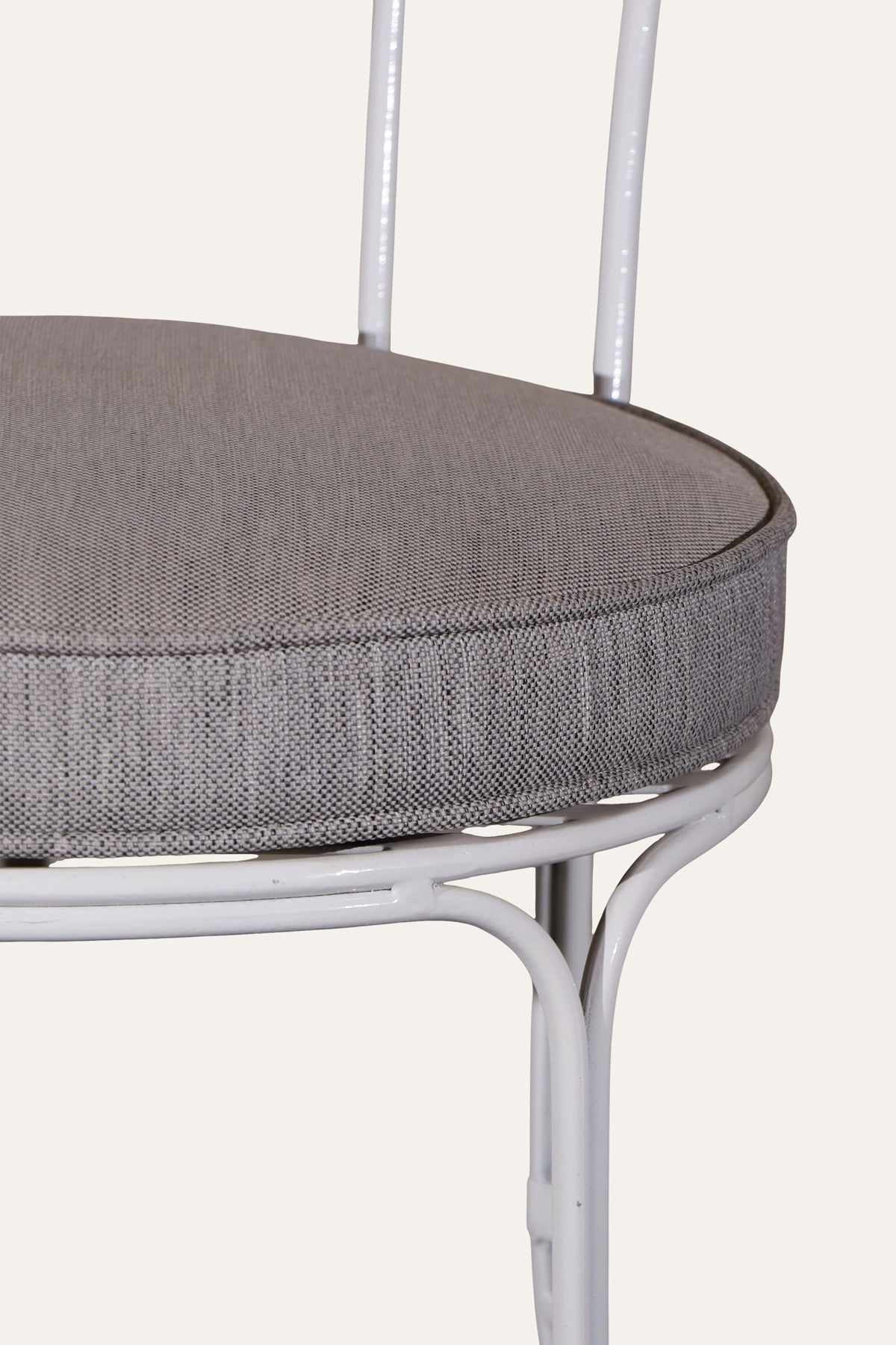 White Metal Dining Chair with Upholstered Seat for Dining Room