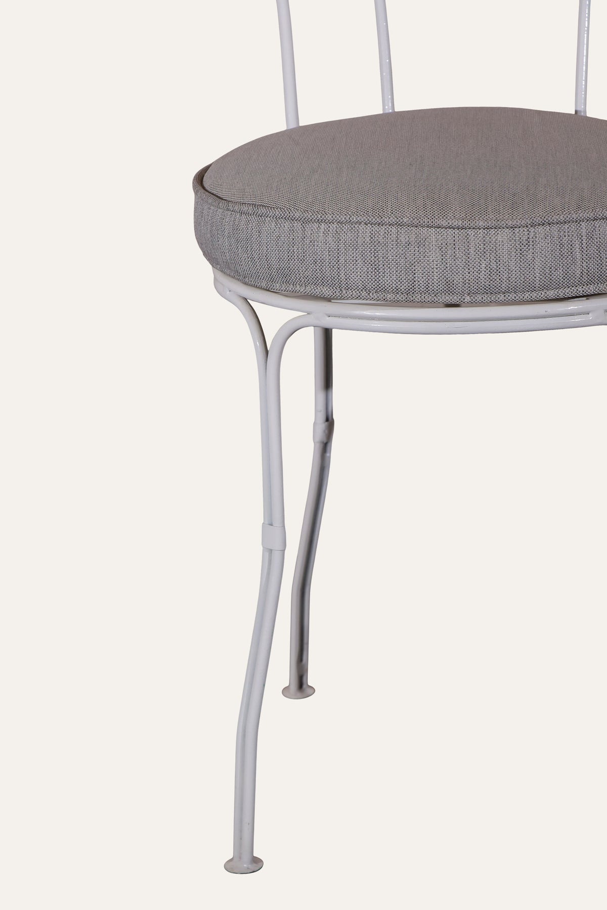 White Metal Dining Chair with Upholstered Seat for Dining Room