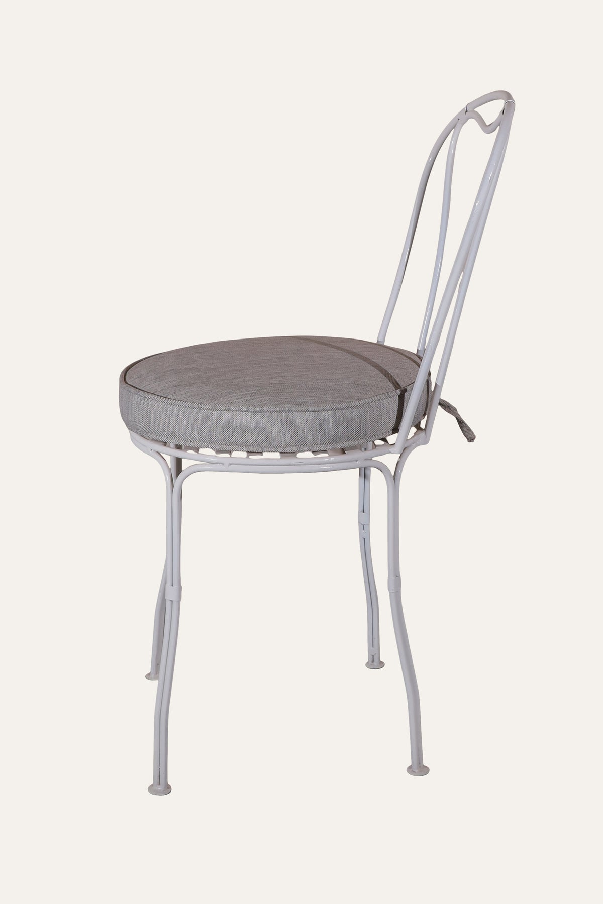 White Metal Dining Chair with Upholstered Seat for Dining Room