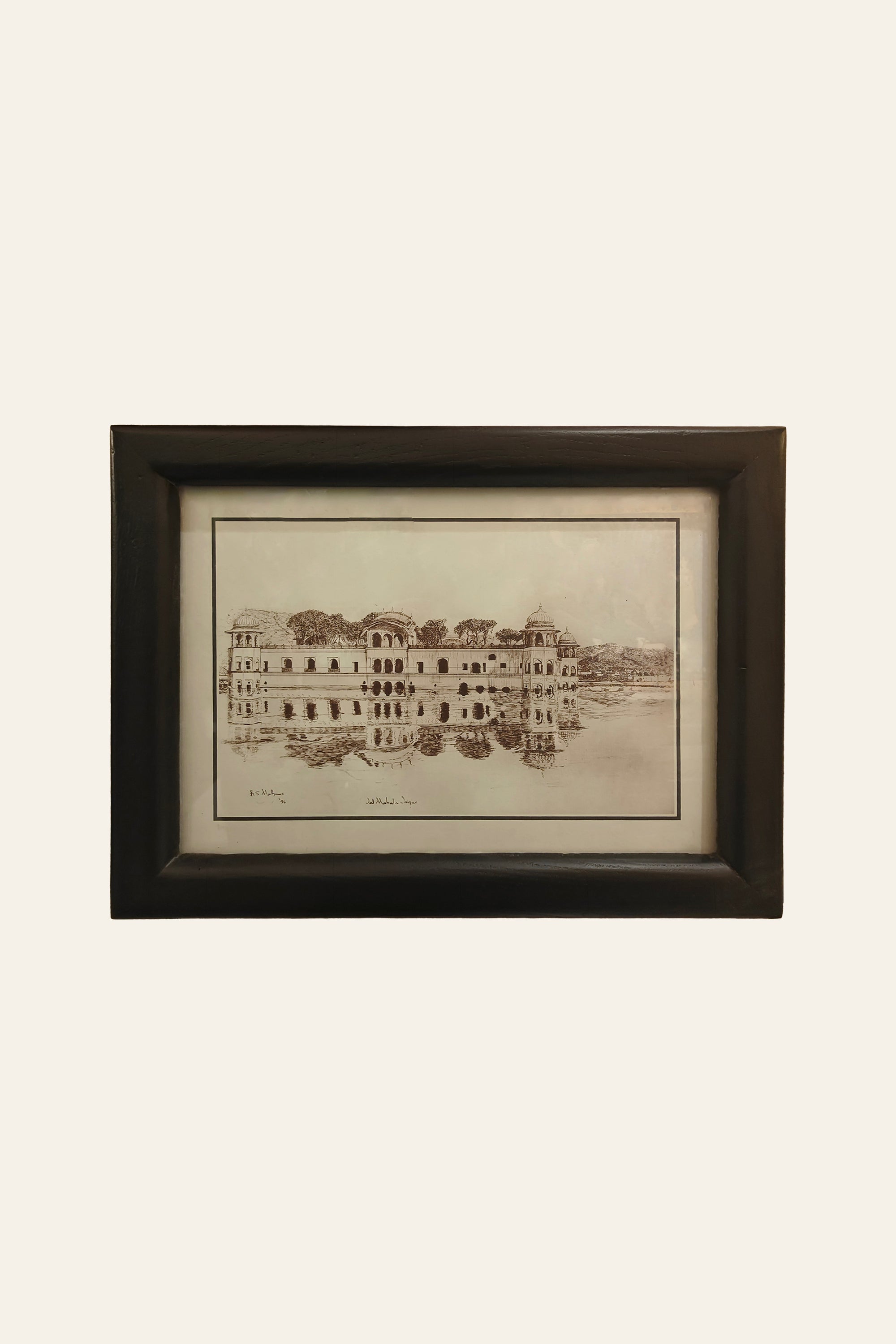 Jaipur Jal Mahal Sketch in Black Frame