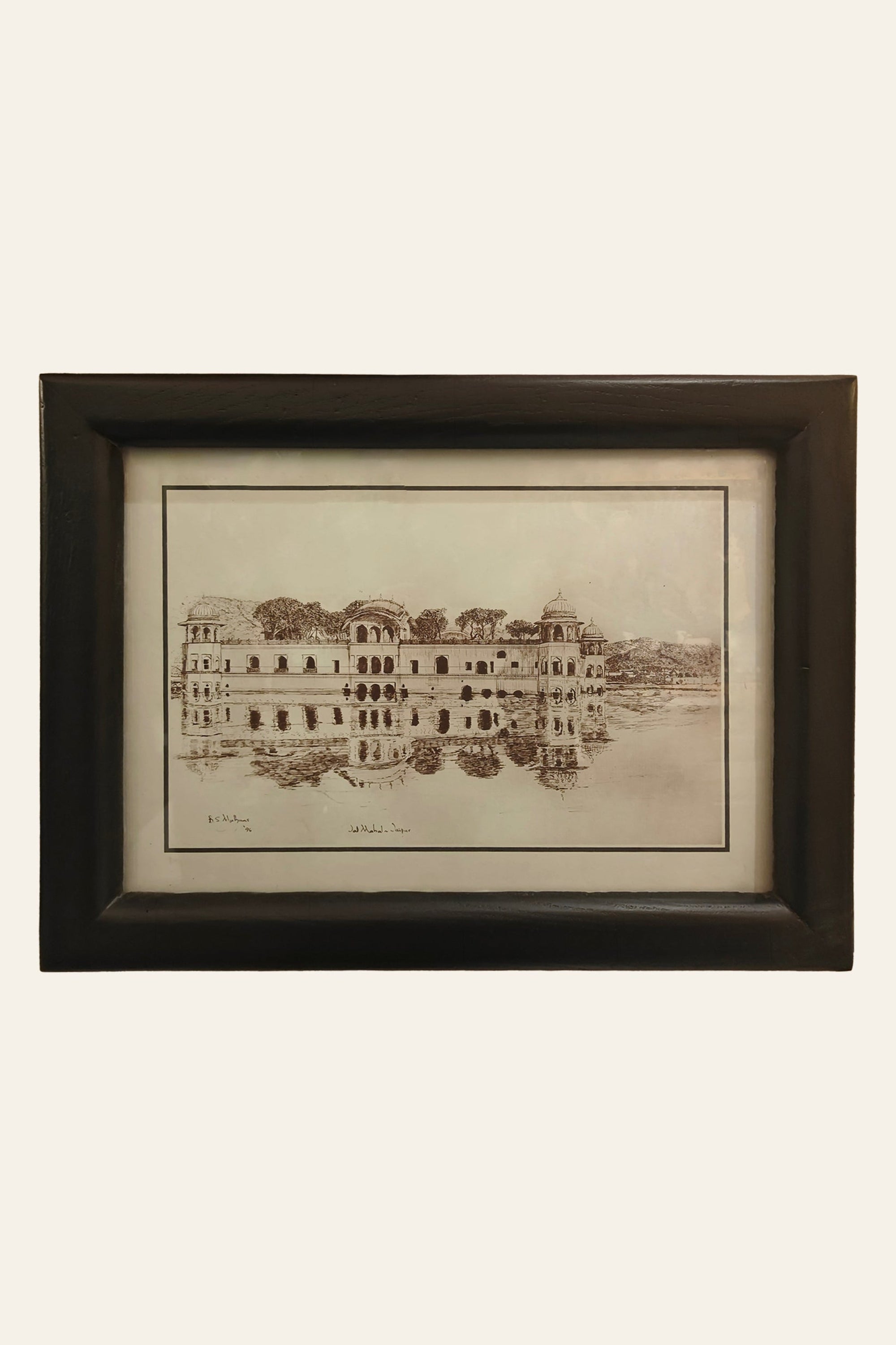 Jaipur Jal Mahal Sketch in Black Frame