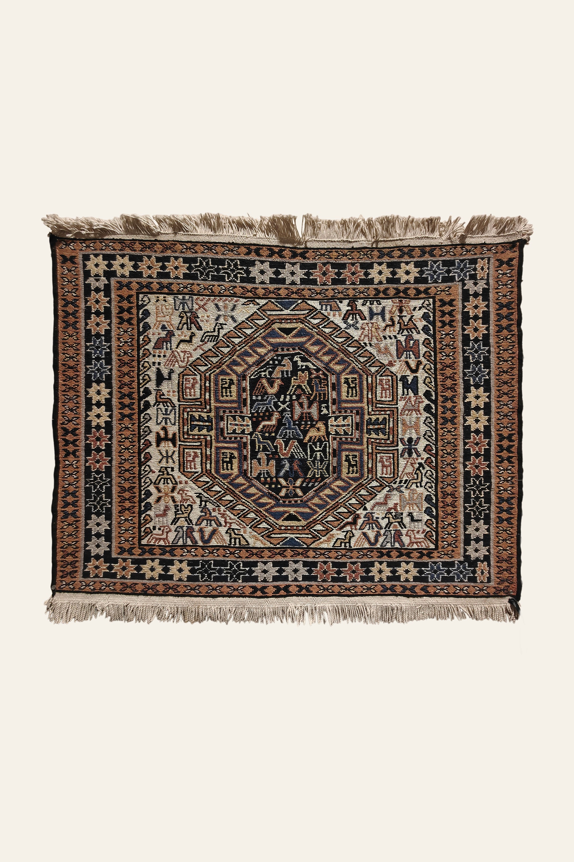 Hand-Knotted Animal & Floral Motif Wall Hanging