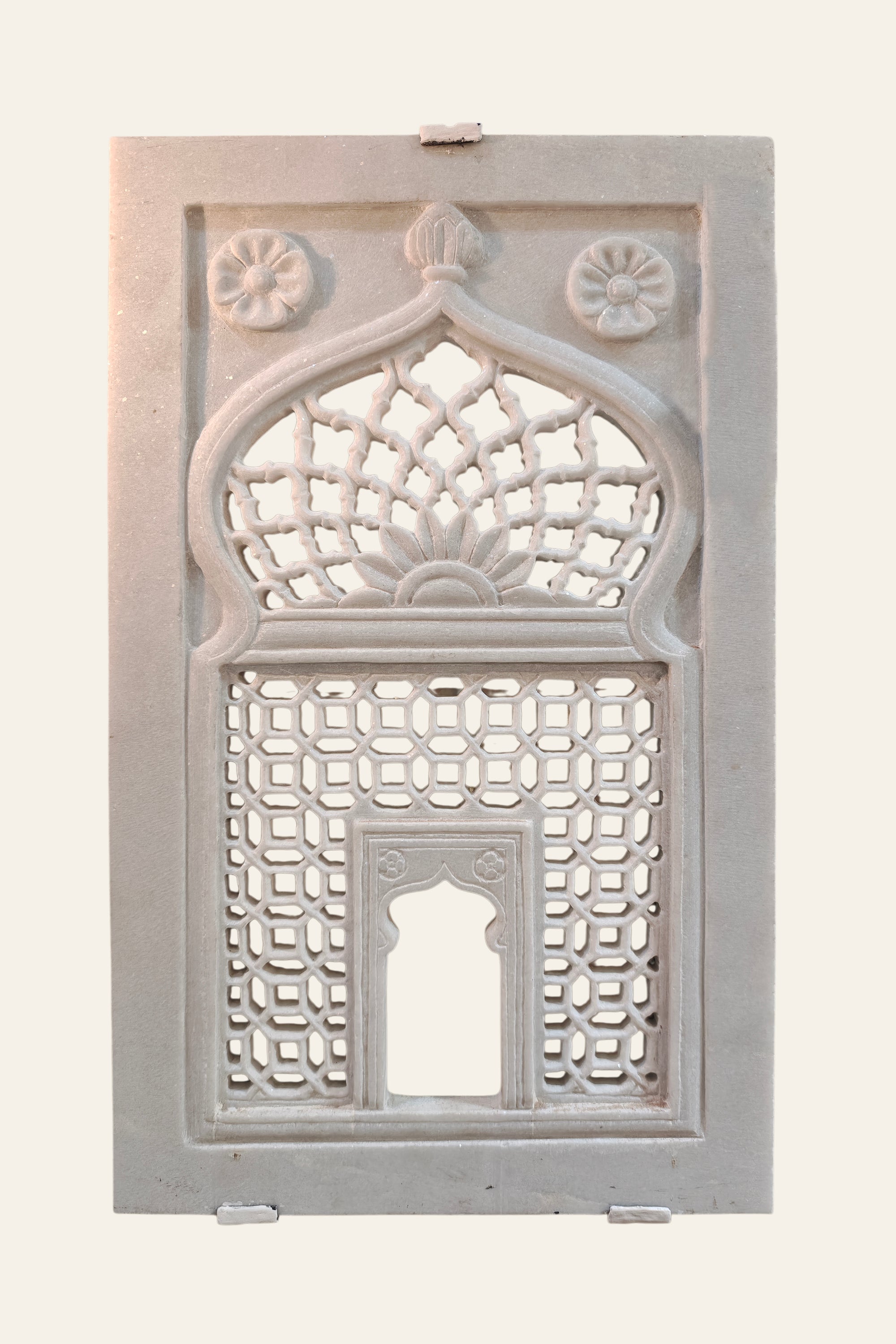 Black & White Floral Bone Inlay Jhaorka Wall Panel