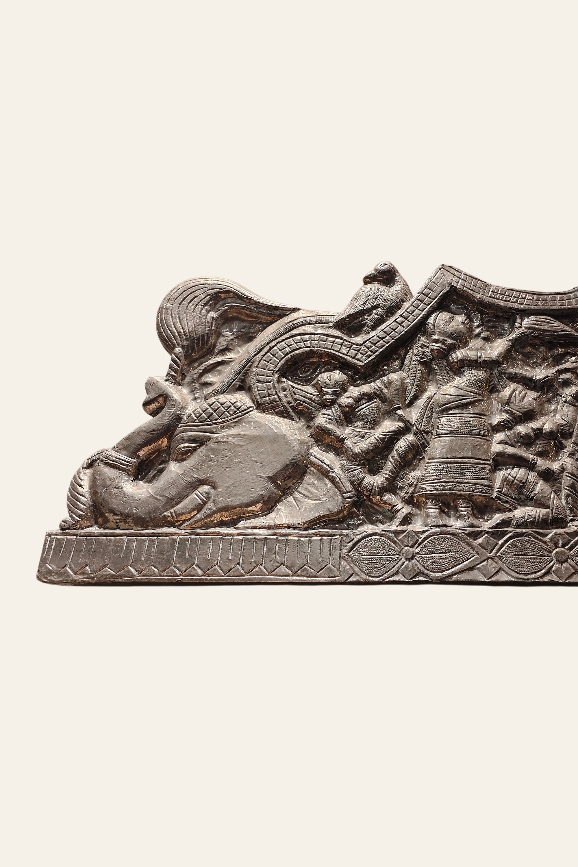 Traditional Indian Mythology Wooden Carved Wall Panel