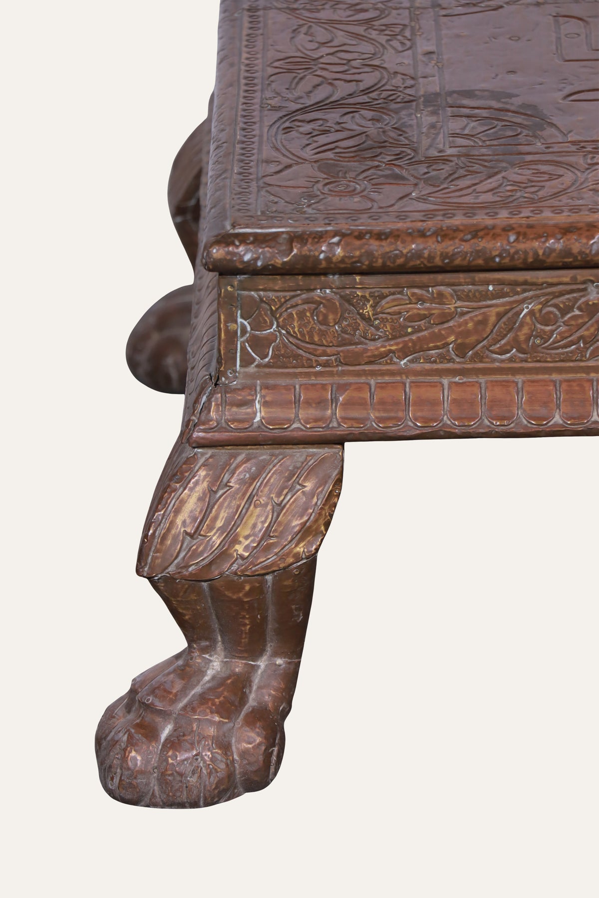 Traditional Carved Chowki Style Table with Sculpted Legs for Pooja Rooms