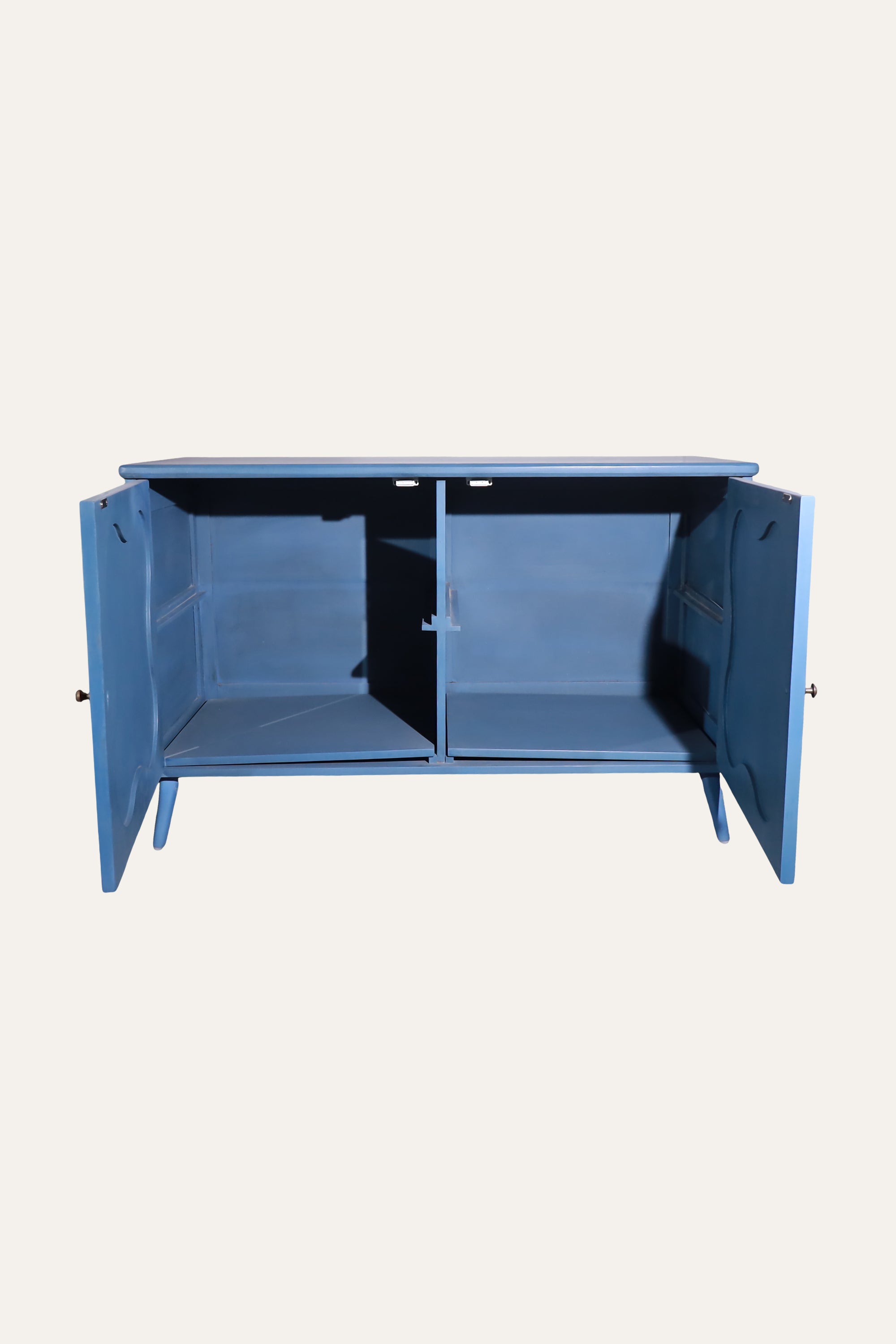 Blue Two-Door Cabinet for Dining Room Storage
