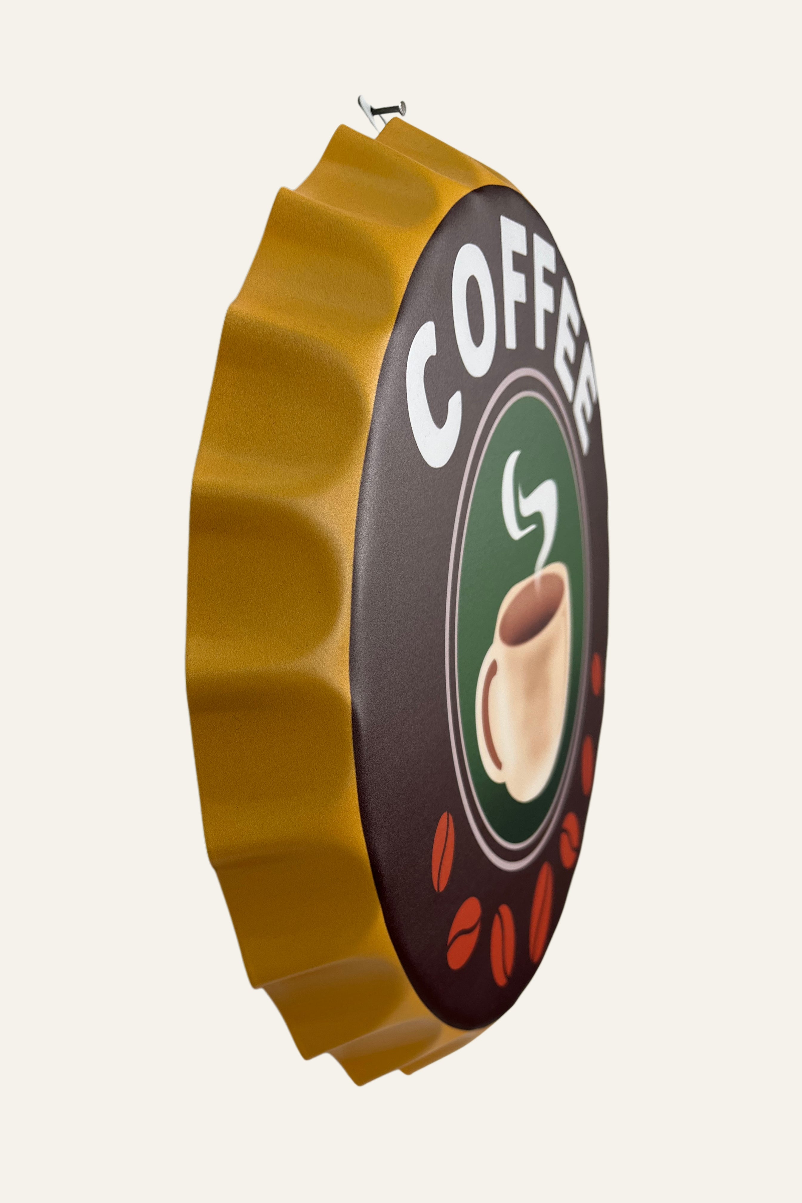Coffee Bottle Cap Shaped Metal Wall Board