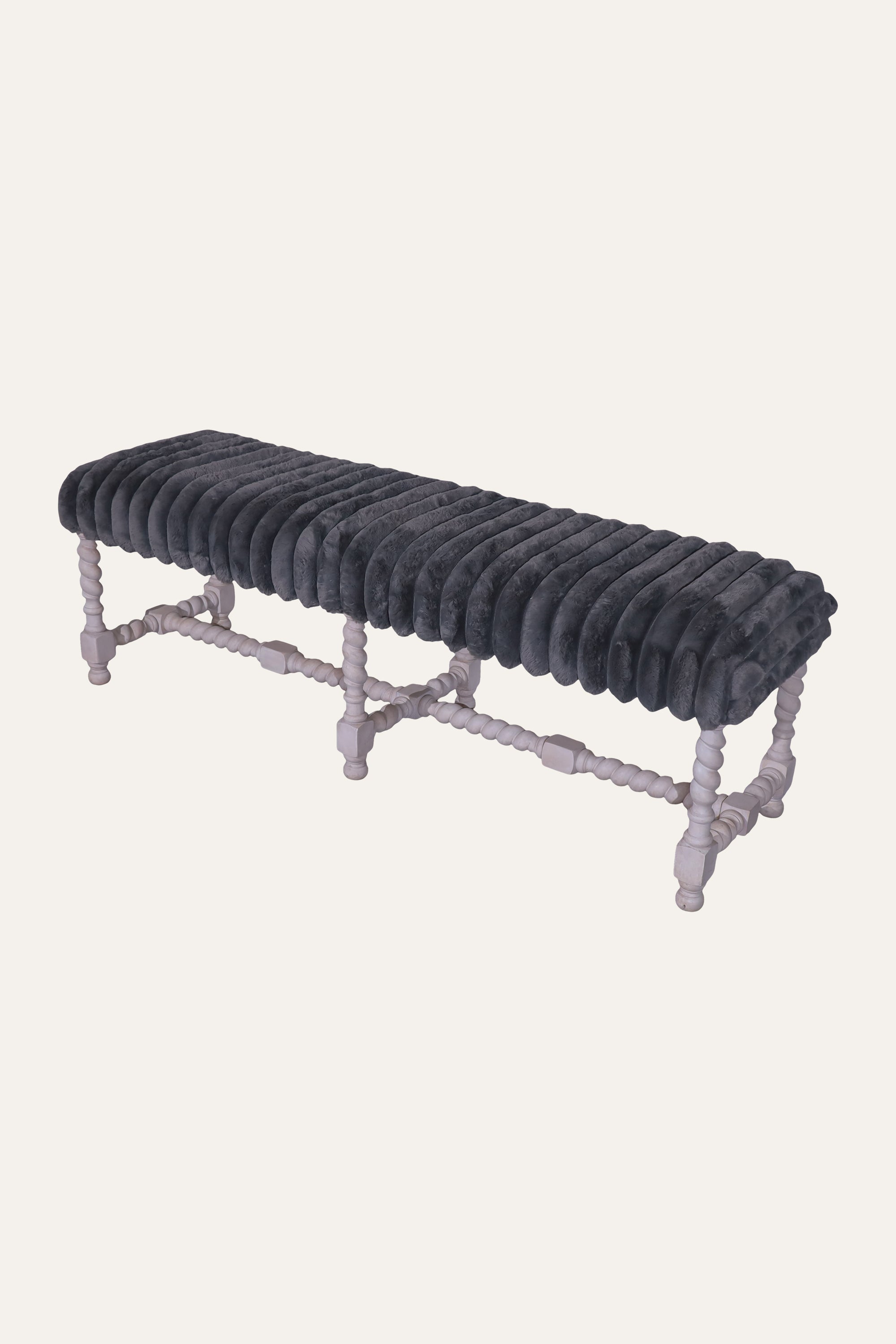 Grey Tufted Upholstered Bench for Bedroom