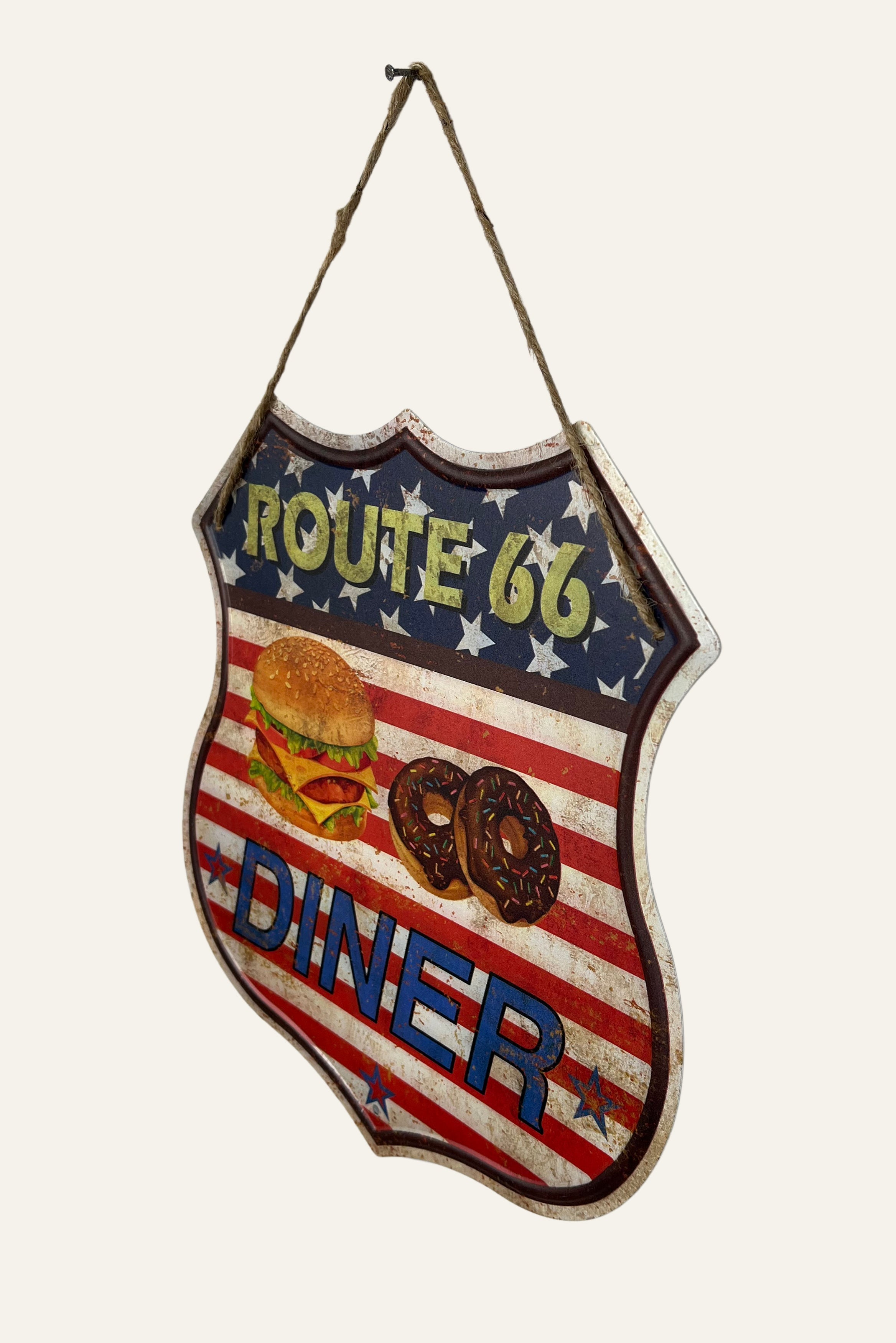 Route 66 Antique Diner Metal Wall Board