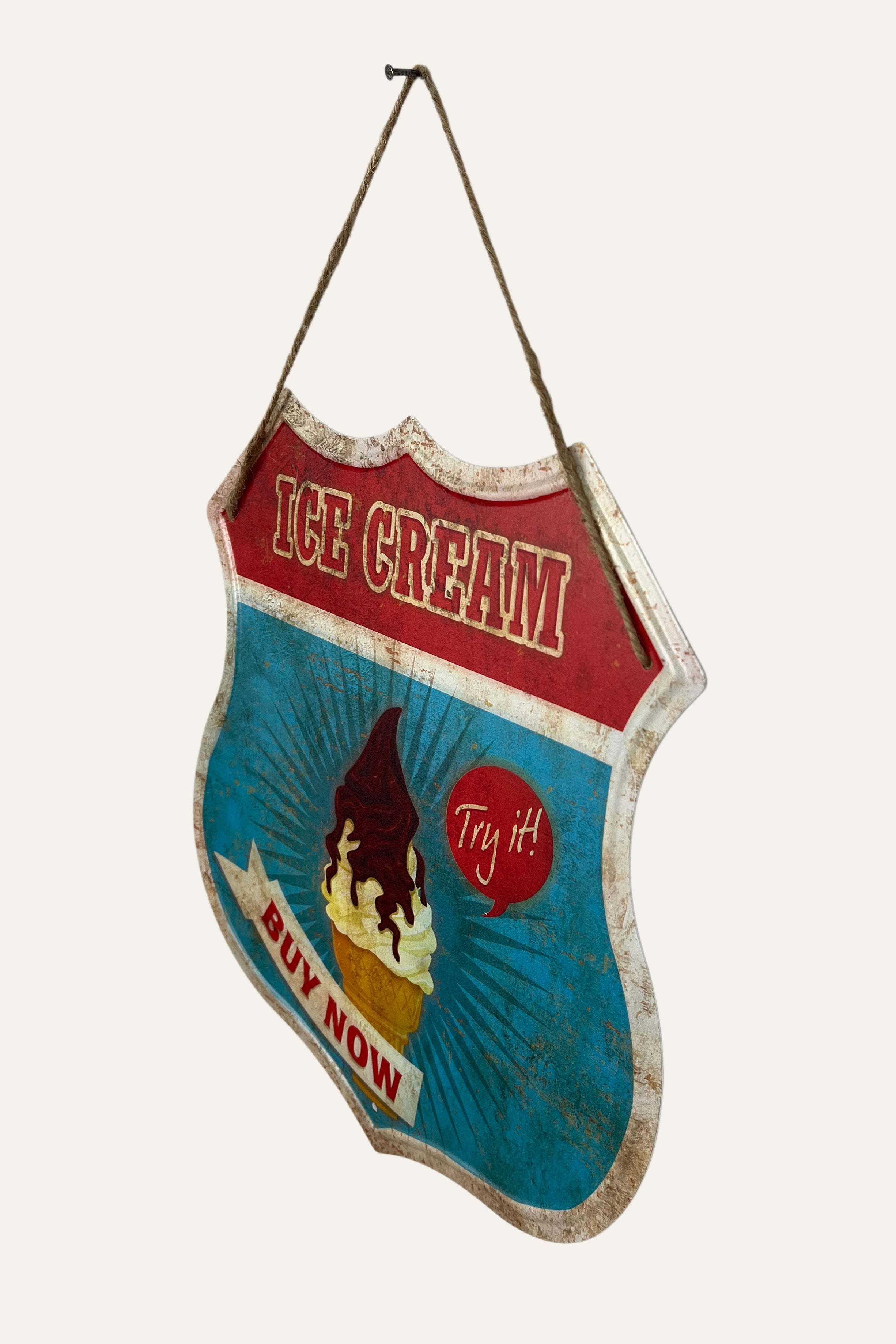 Ice Cream Buy Now Antique Metal Sign Board