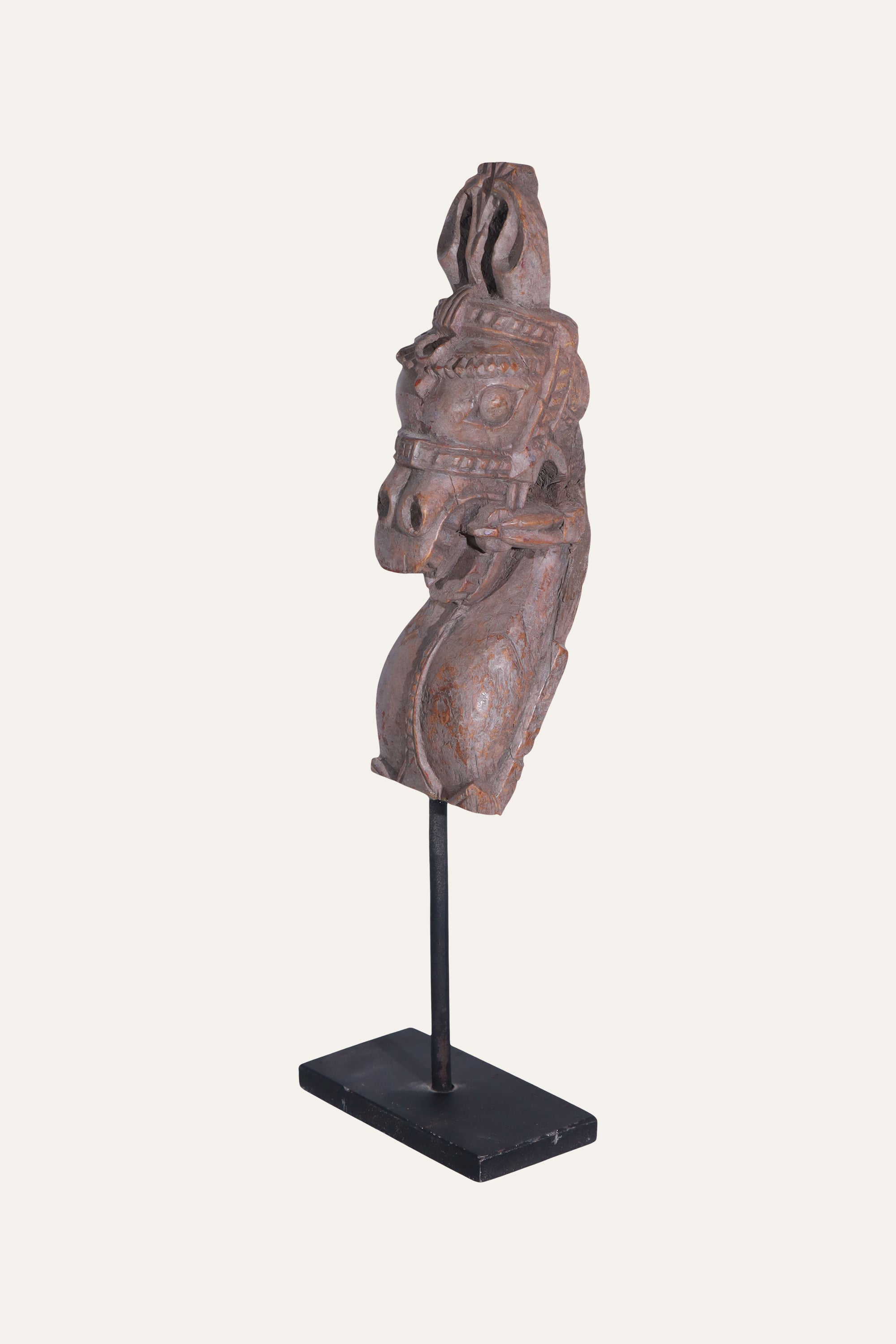 Antique Wooden Horse Sculpture for Entryway Styling