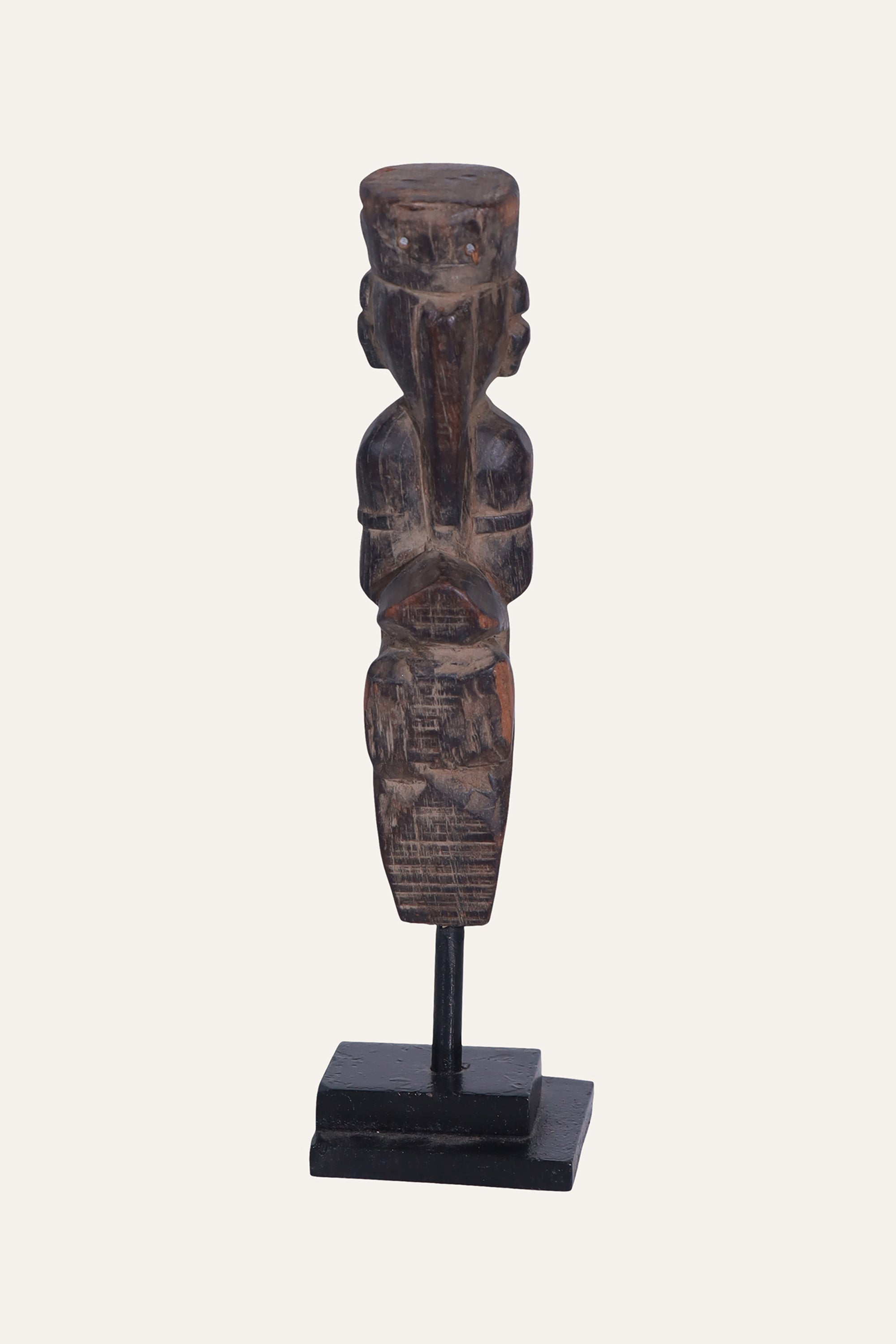 Carved Wooden Standing Figurine on Base for Console & Display Shelf