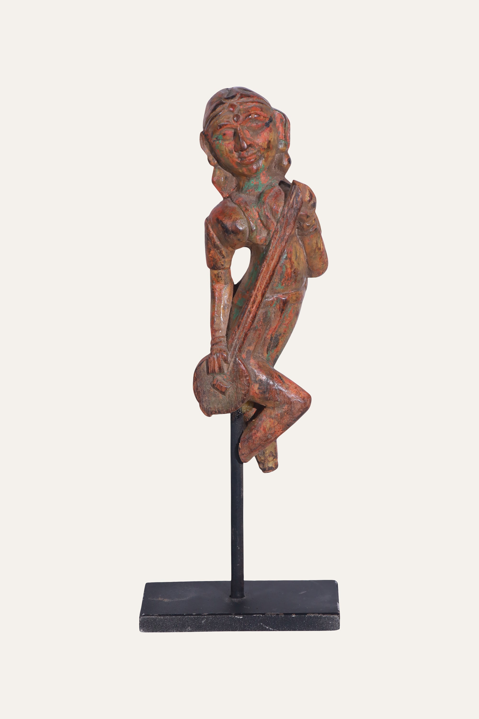 Seated Indian Musician Figurine for Console Decor