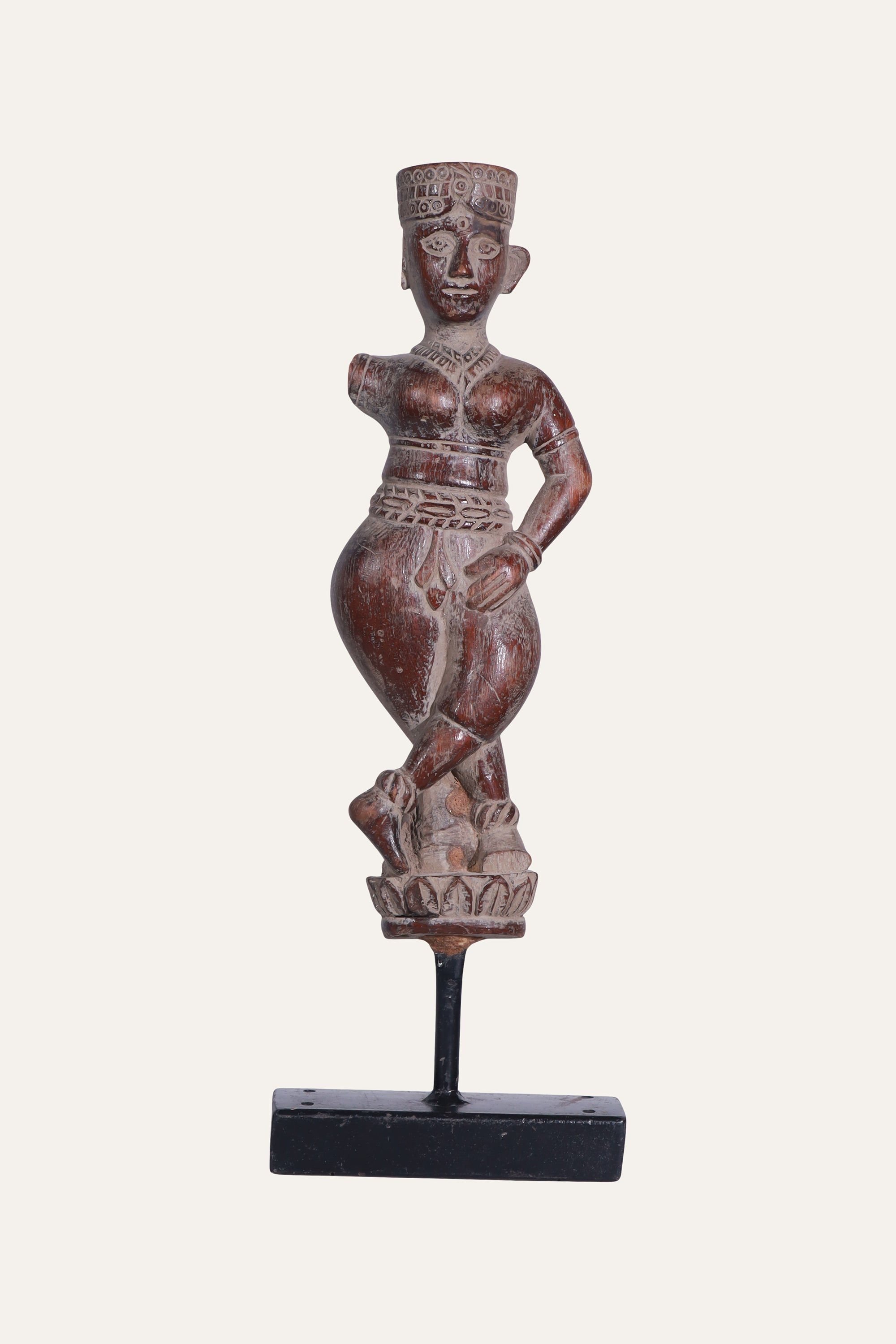 Carved Female Figure Sculpture for Display Cabinet Styling