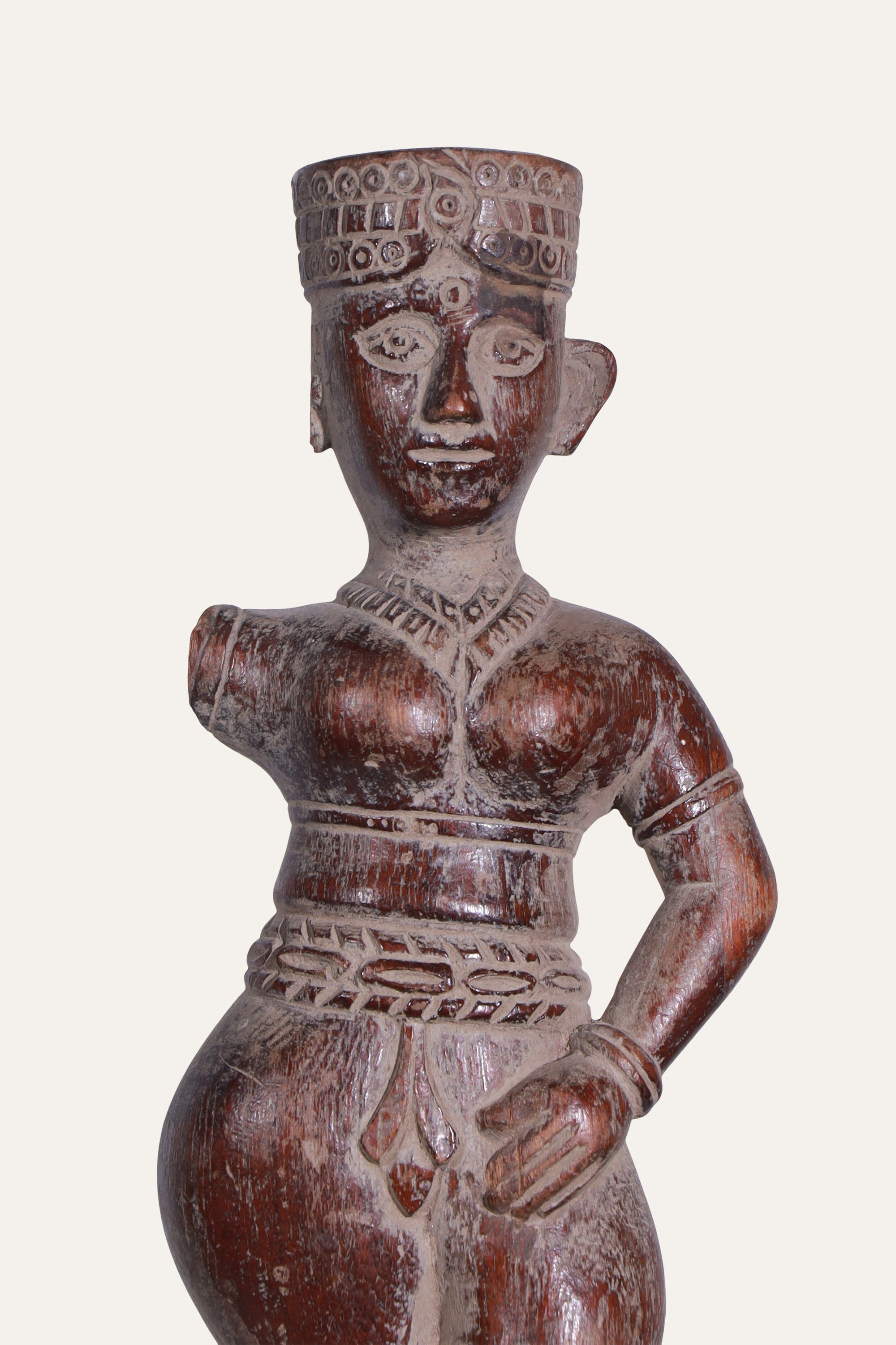 Carved Female Figure Sculpture for Display Cabinet Styling