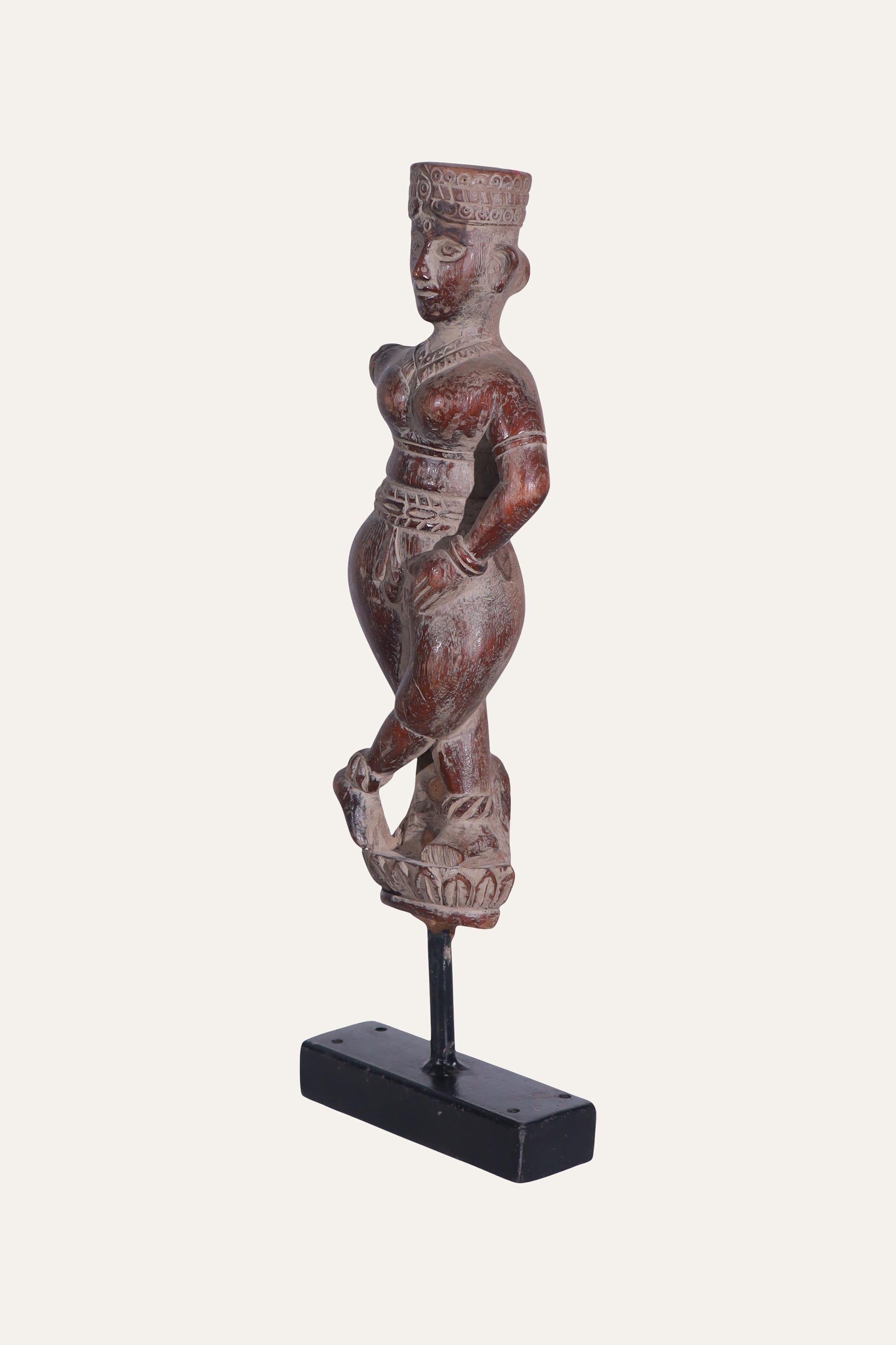 Carved Female Figure Sculpture for Display Cabinet Styling