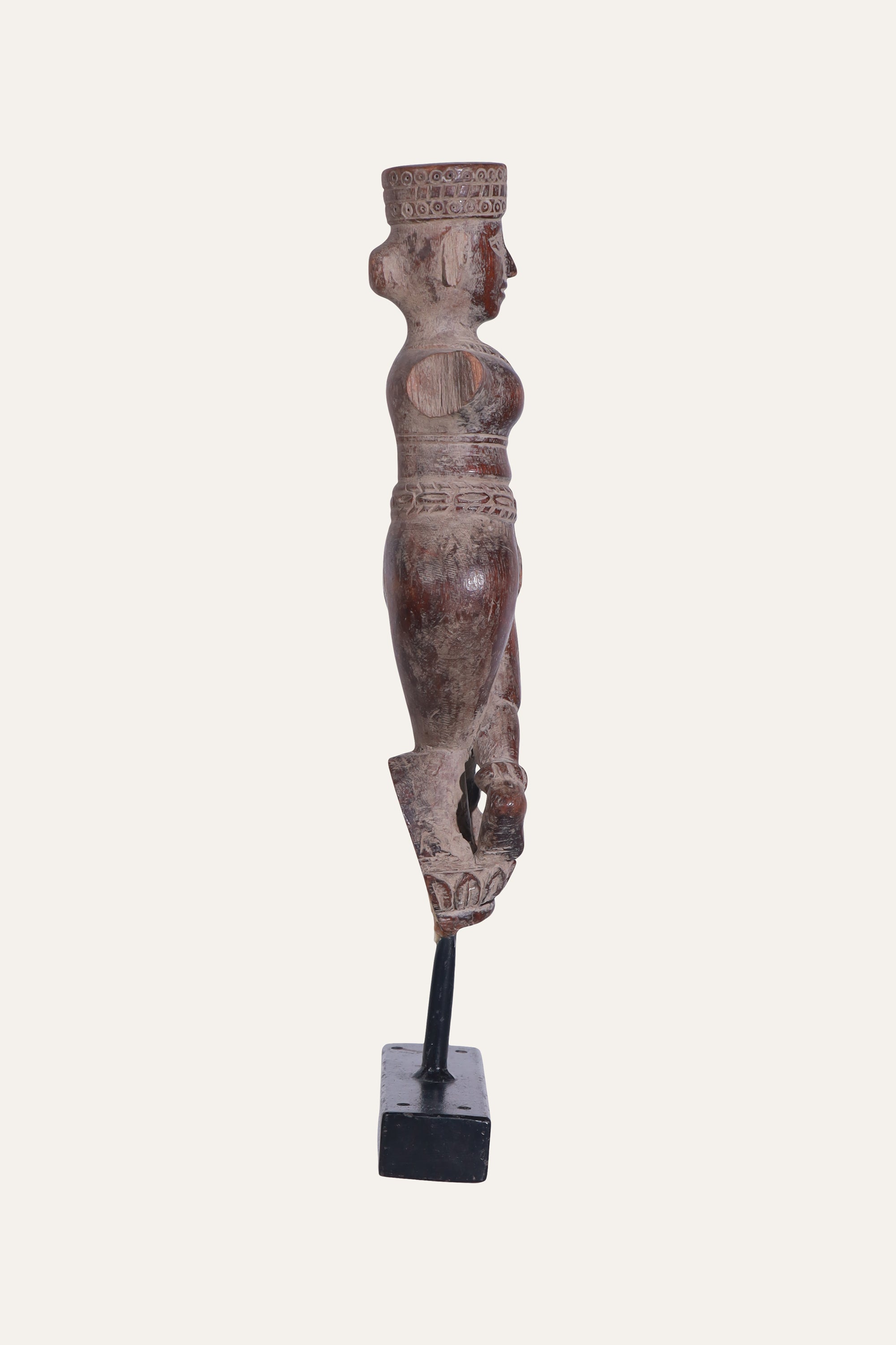Carved Female Figure Sculpture for Display Cabinet Styling