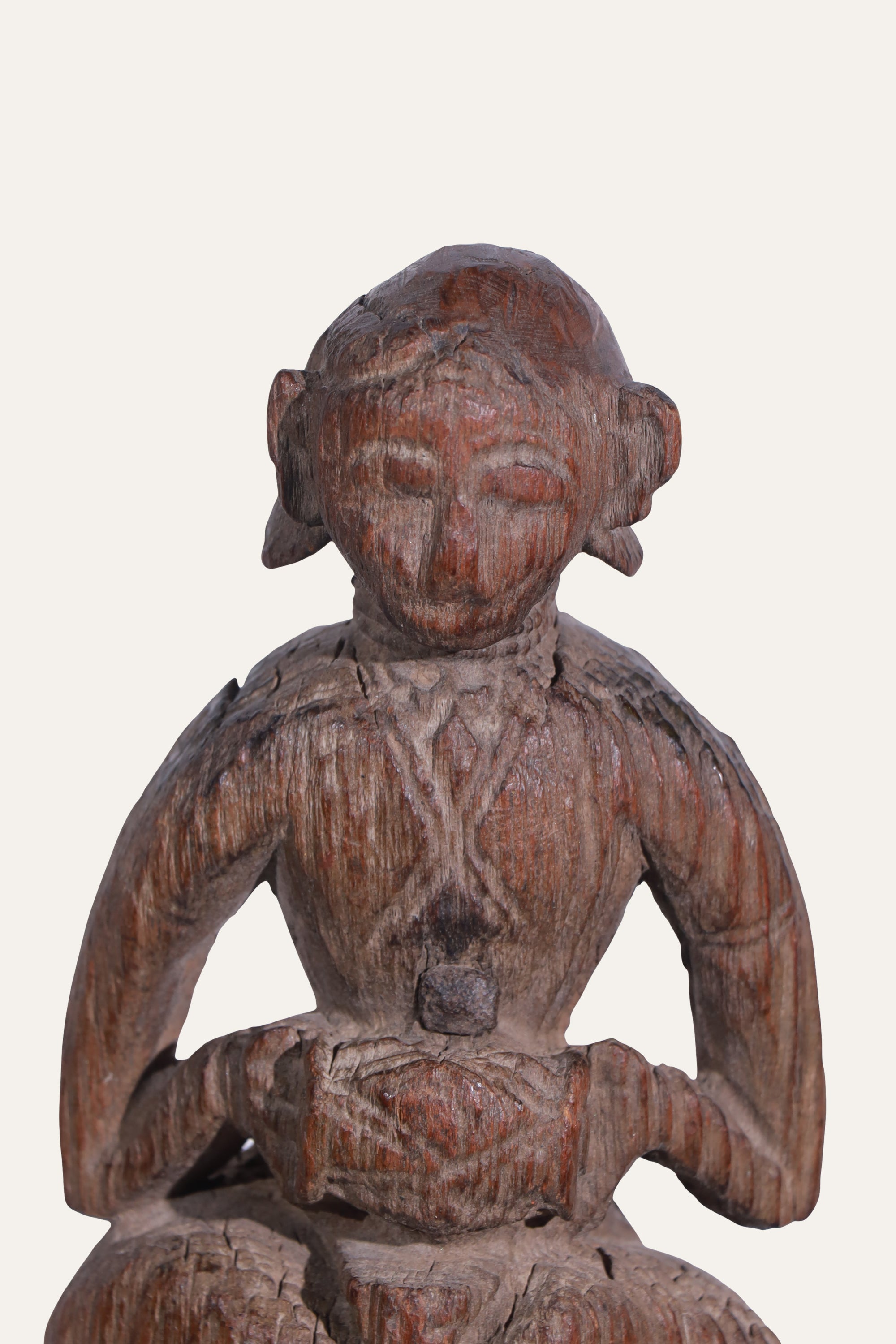 Antique Wooden Folk Art Sculpture for Shelf Decor