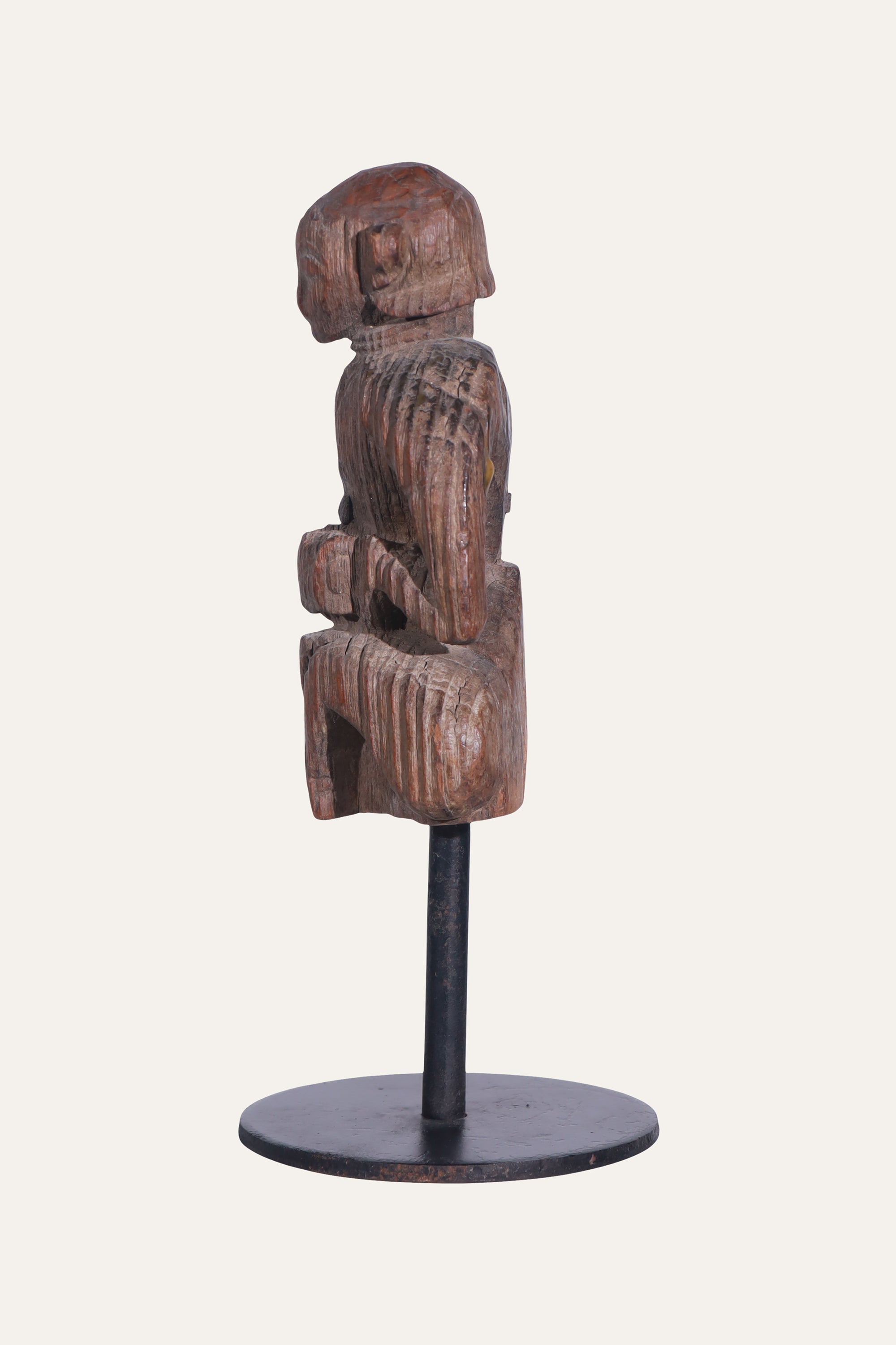 Antique Wooden Folk Art Sculpture for Shelf Decor