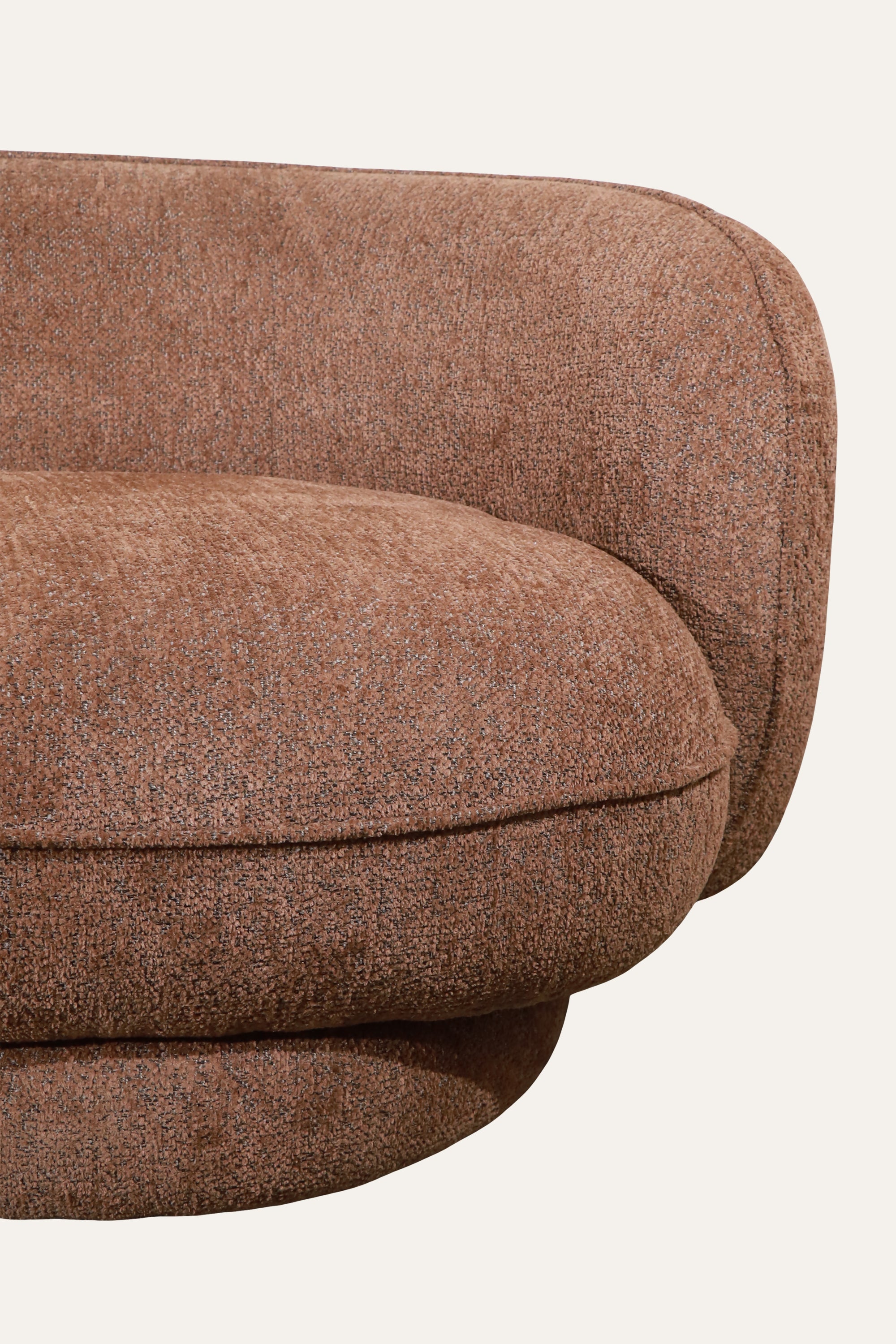 Curved Brown Upholstered Textured Sofa for Office Reception