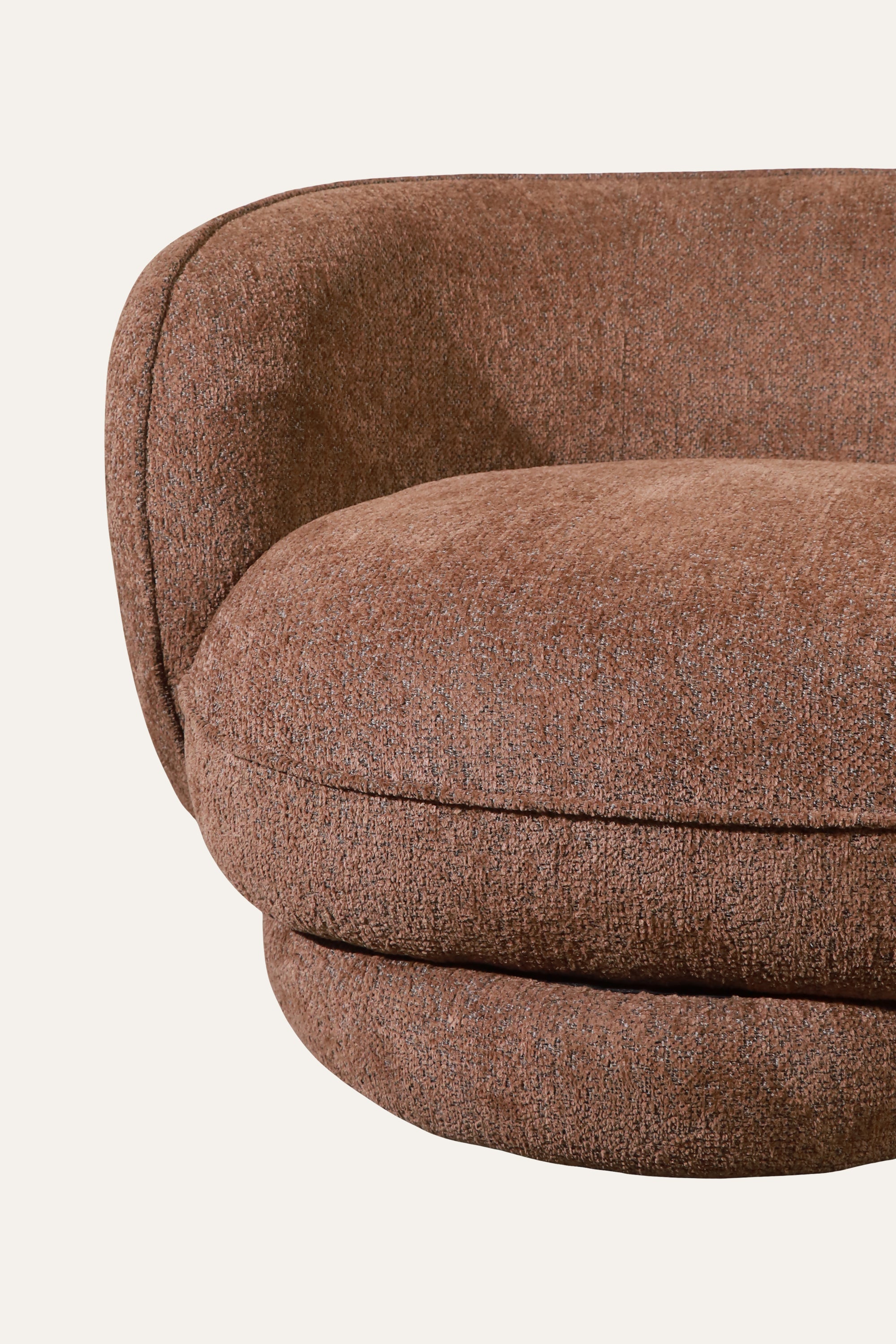 Curved Brown Upholstered Textured Sofa for Office Reception