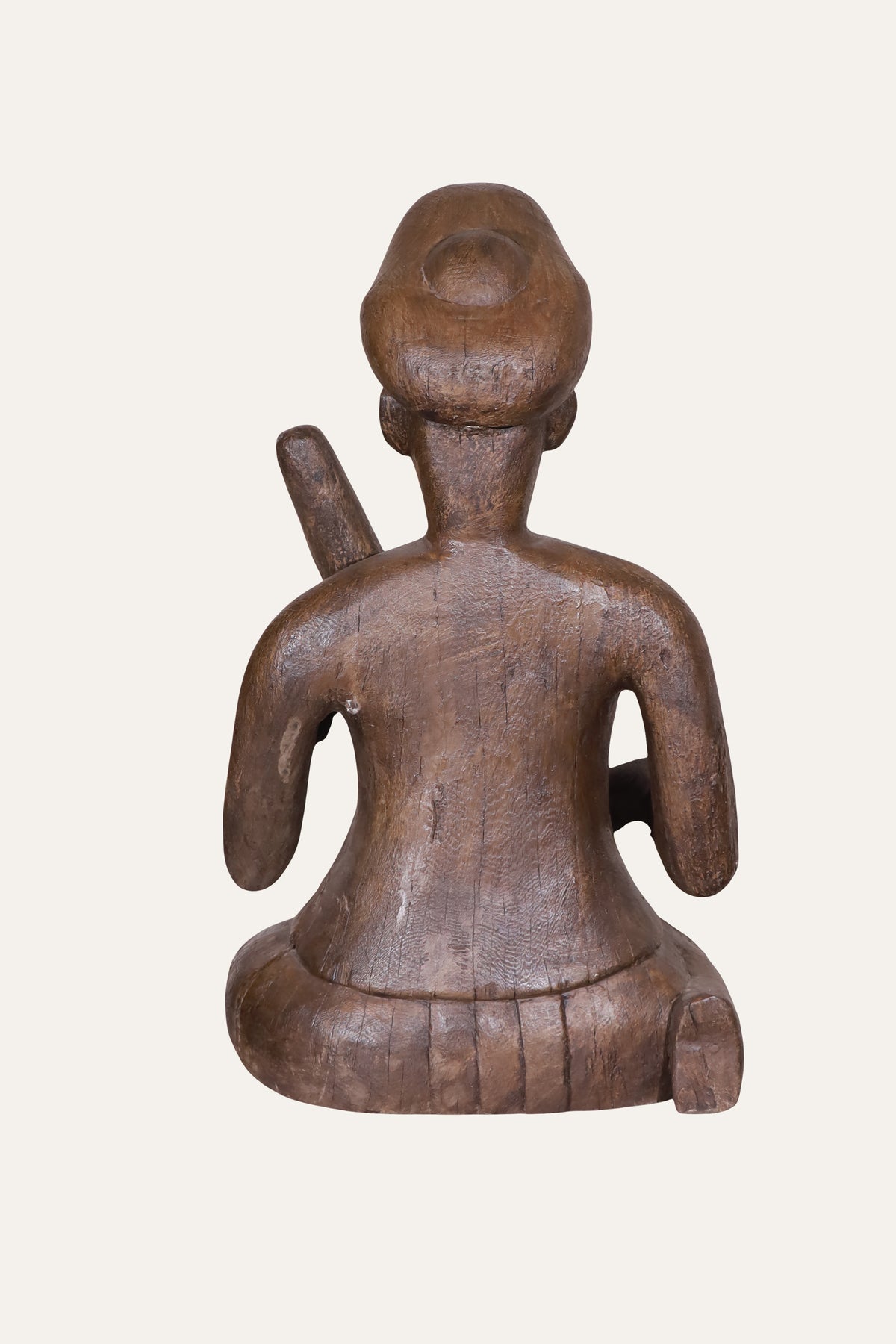 Carved Seated Indian Musician Sculpture for Console & Study Decor
