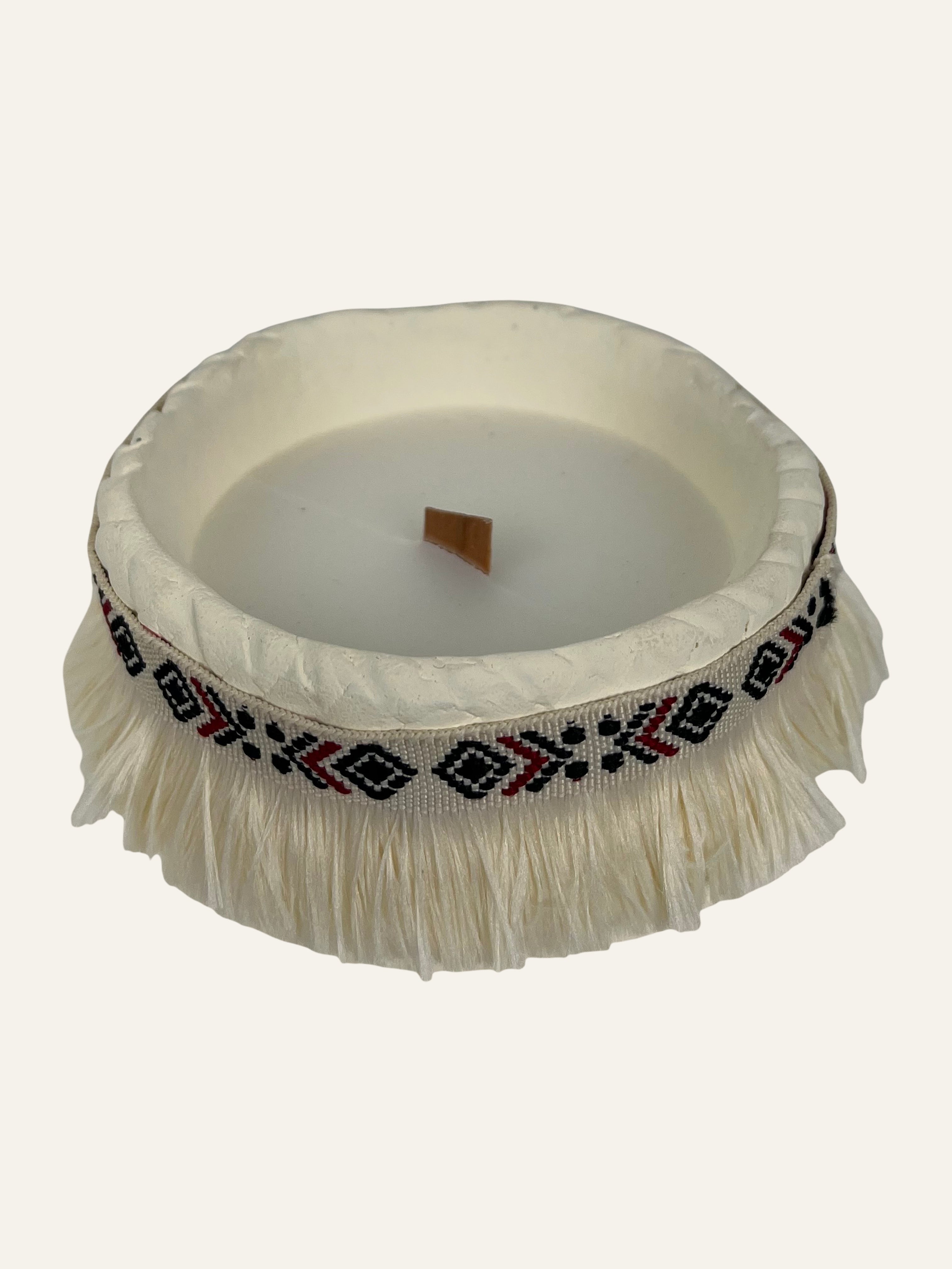 Woven and Textured Soy Wax Scented Candle with Wood Wick