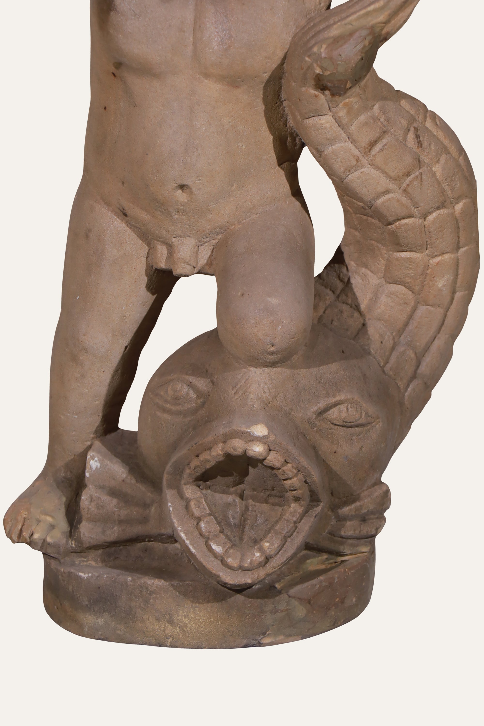 Carved Figure Pedestal Planter for Foyer Decor