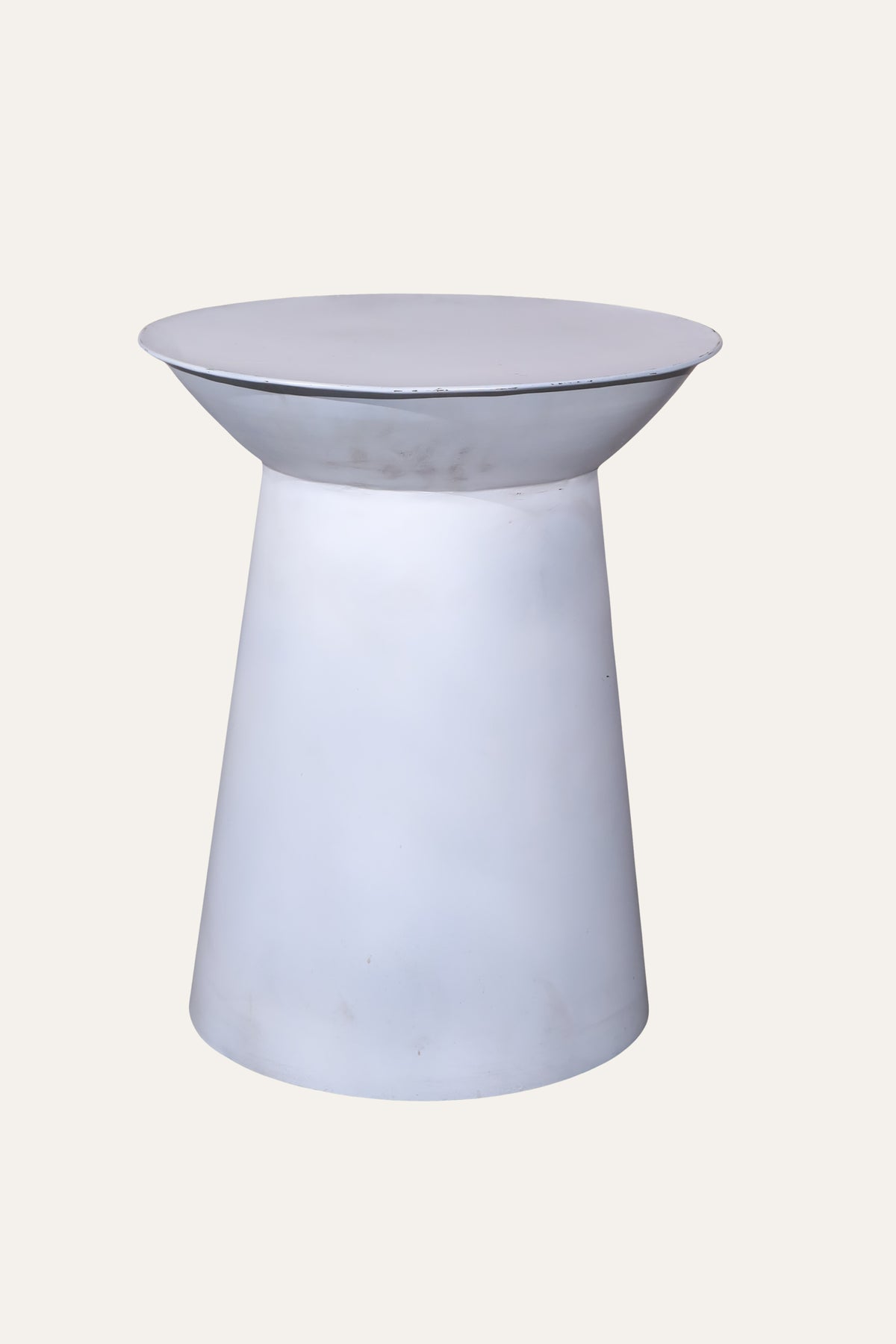White Sculptural Pedestal Side Table with Round Top