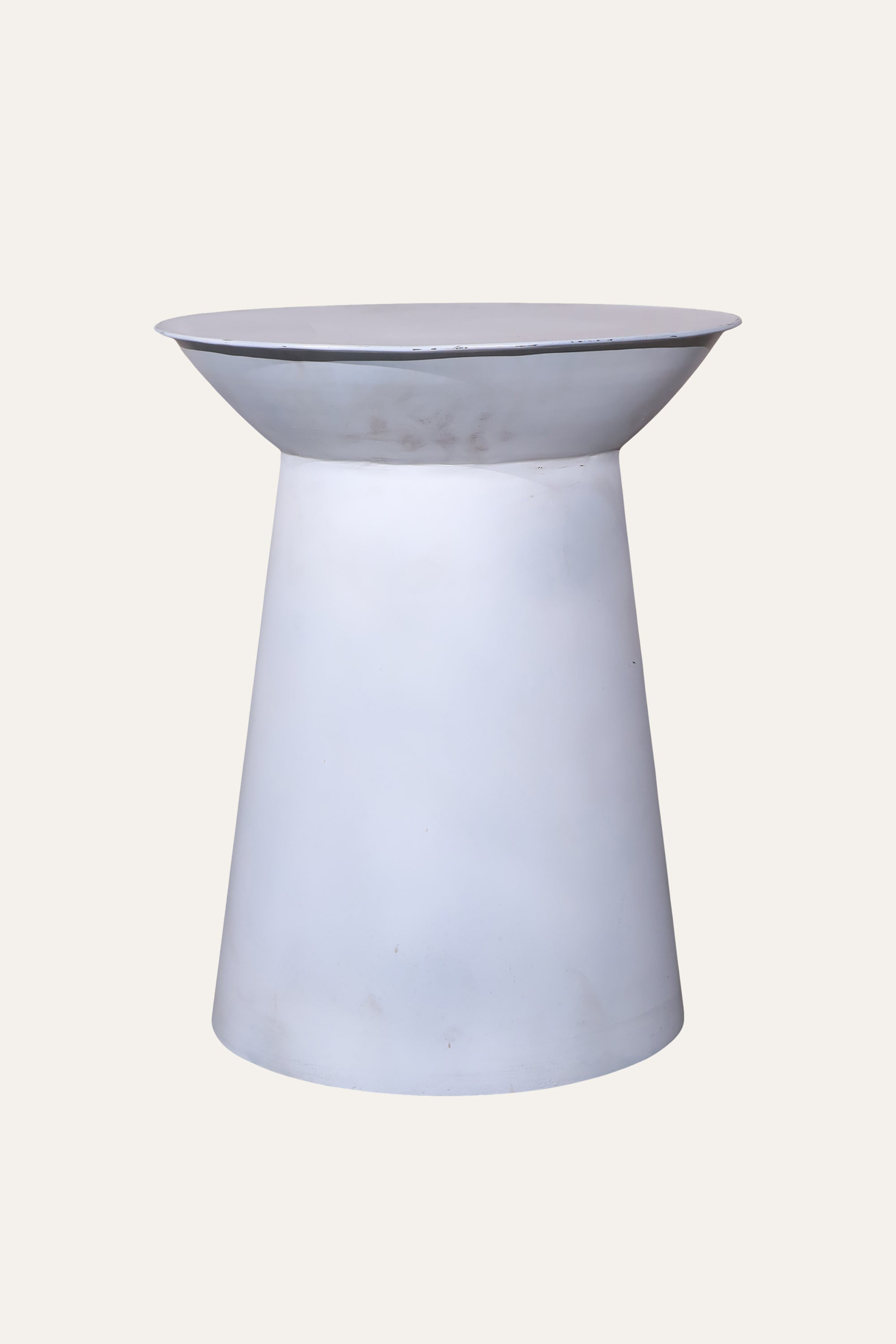 White Sculptural Pedestal Side Table with Round Top