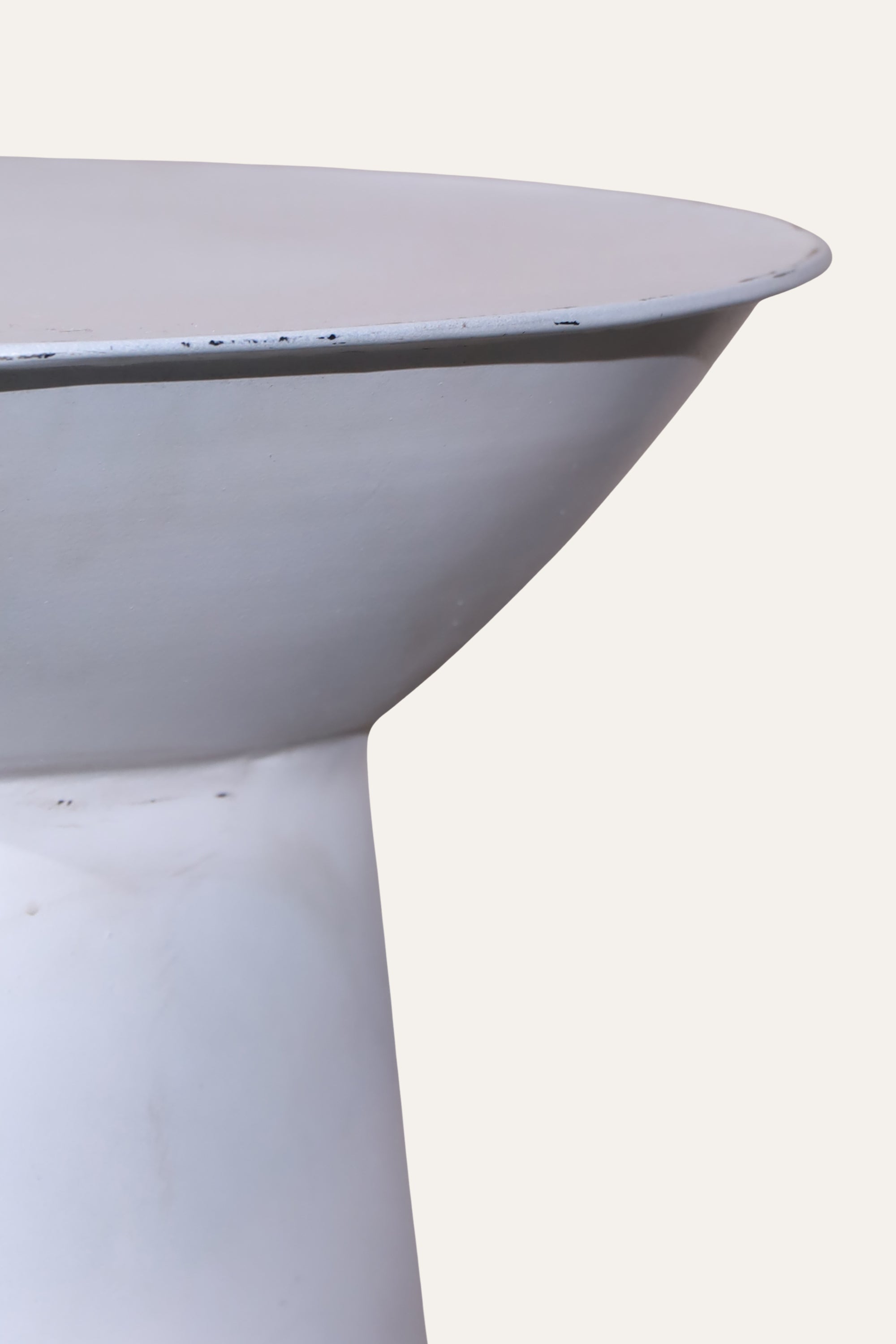 White Sculptural Pedestal Side Table with Round Top