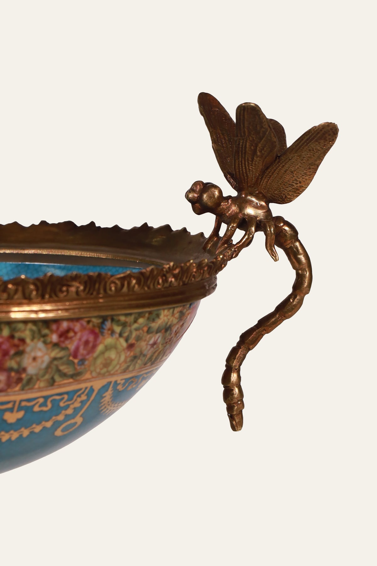 Turquoise Floral Pedestal Centrepiece Bowl for Coffee Tables