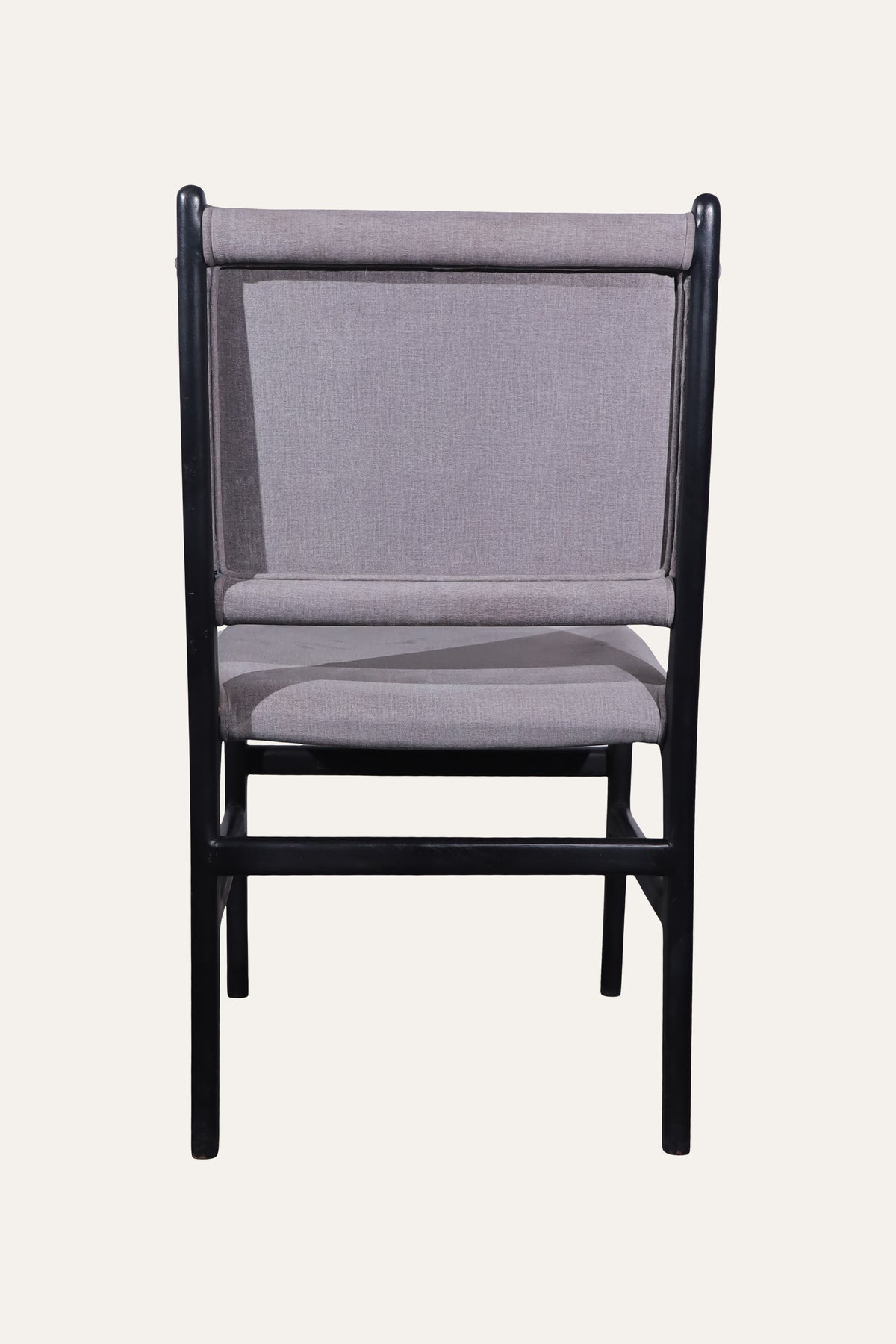 Grey Upholstered Dining Chair with Black Wooden Frame