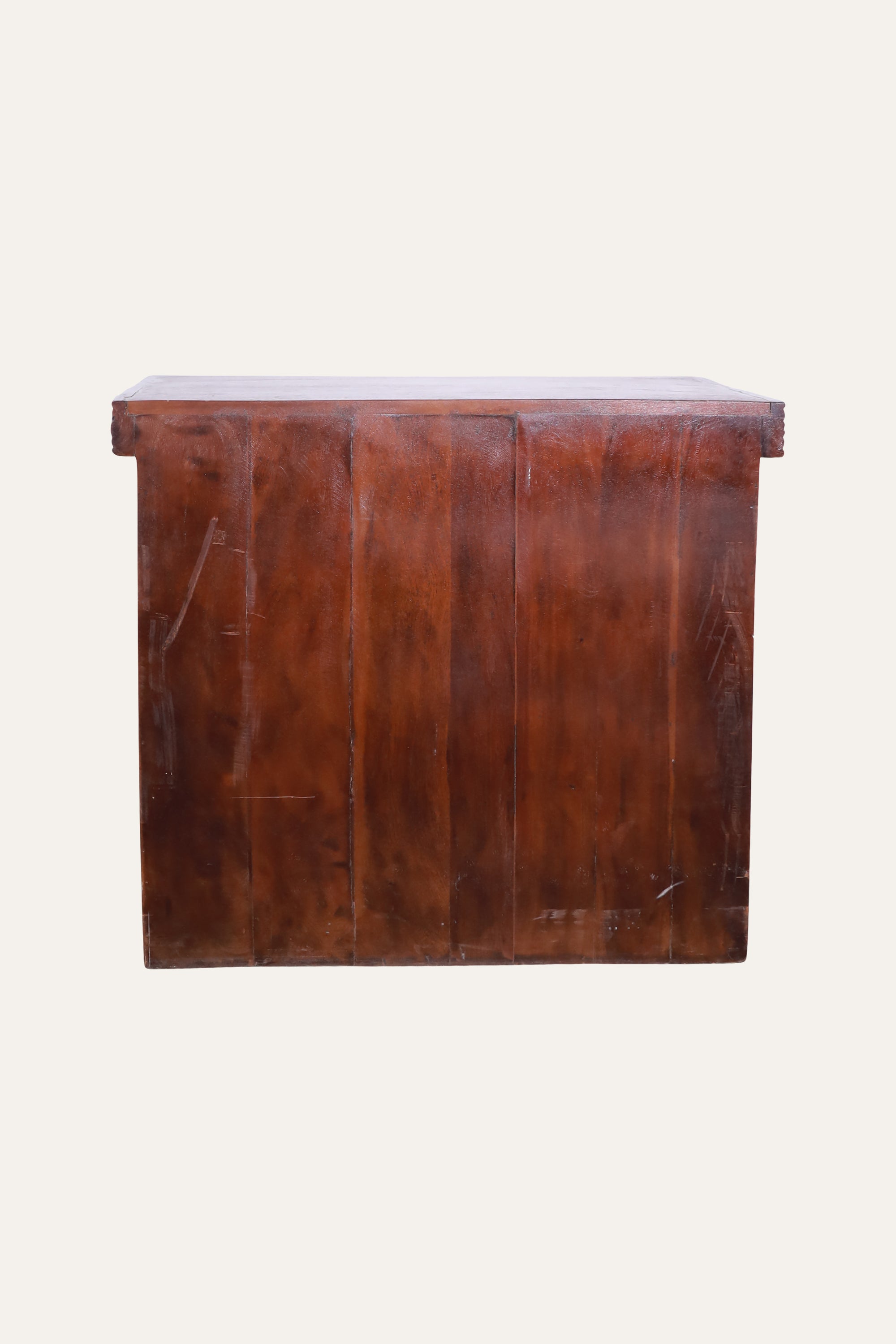 Hand-Carved Indian Traditional Style 1-Drawer Bedside Table with Cabinet Storage
