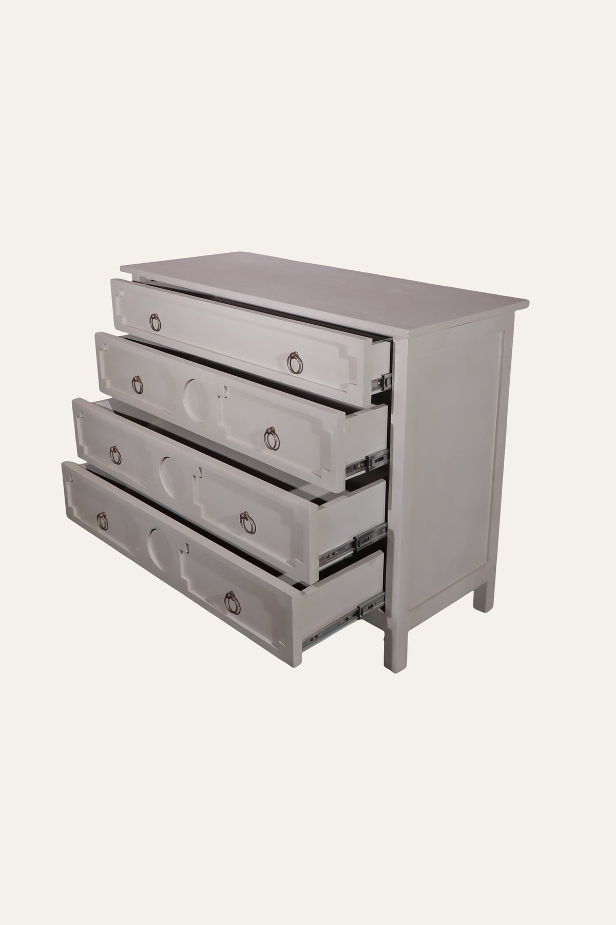 Muted Cream 4-Drawer Wooden Chest of Drawers for Office Spaces