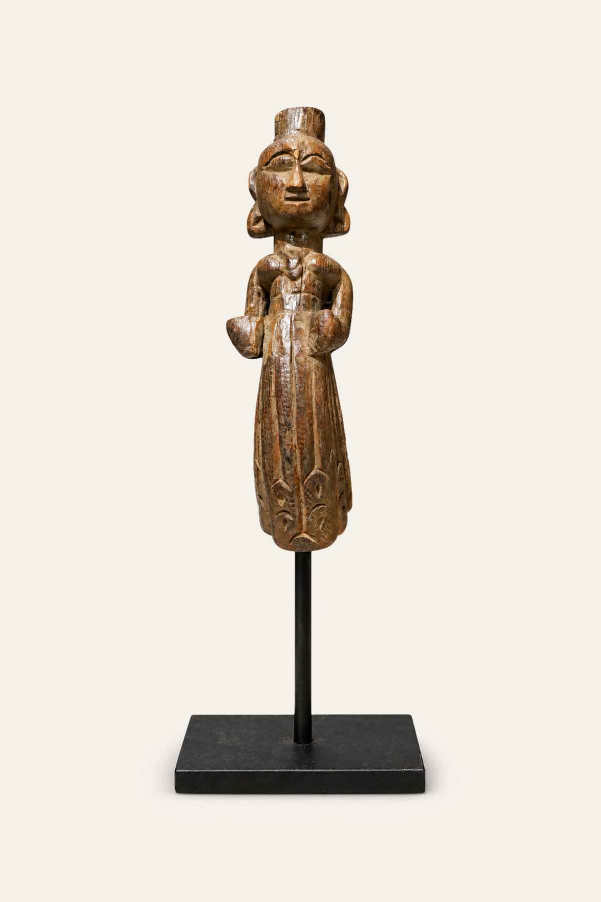 Handcrafted Tribal Goddess Figure on Metal Stand