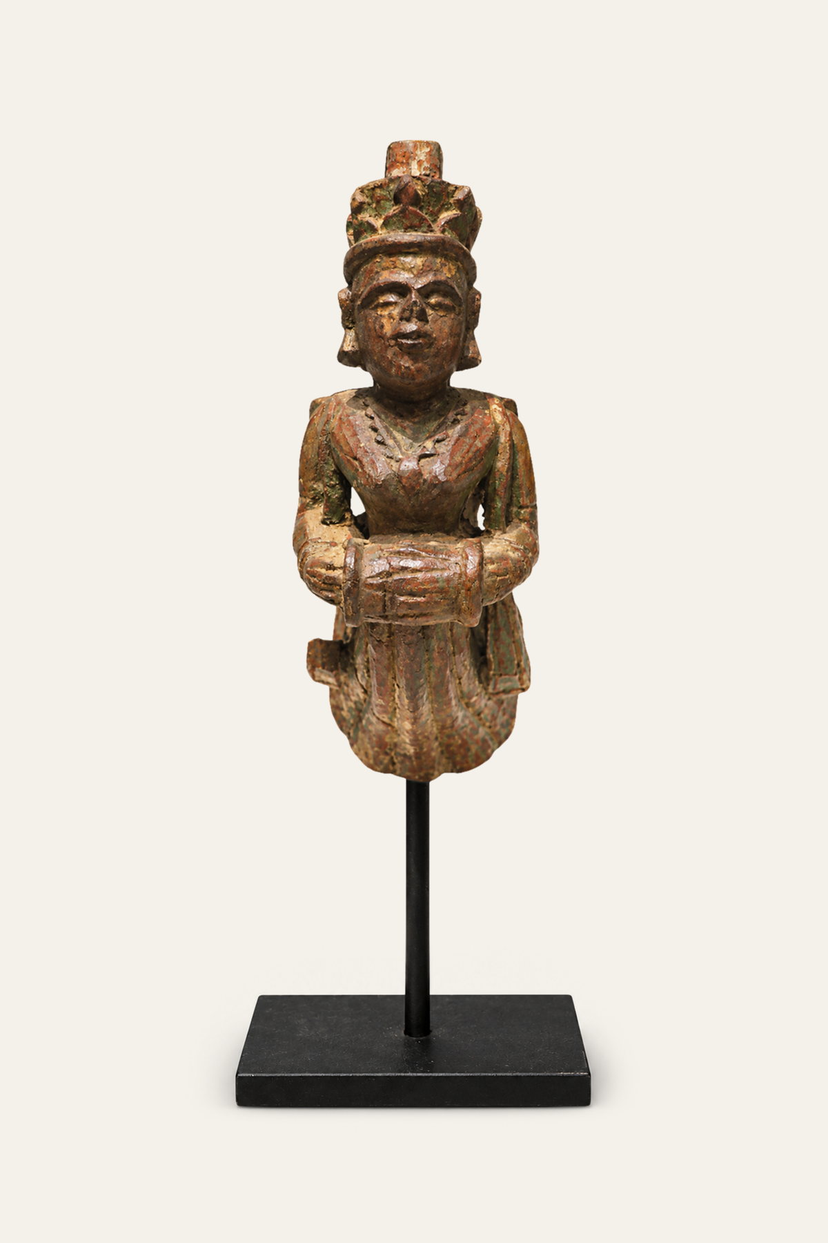 Celestial Musician Figure with Damru on Black Display Stand