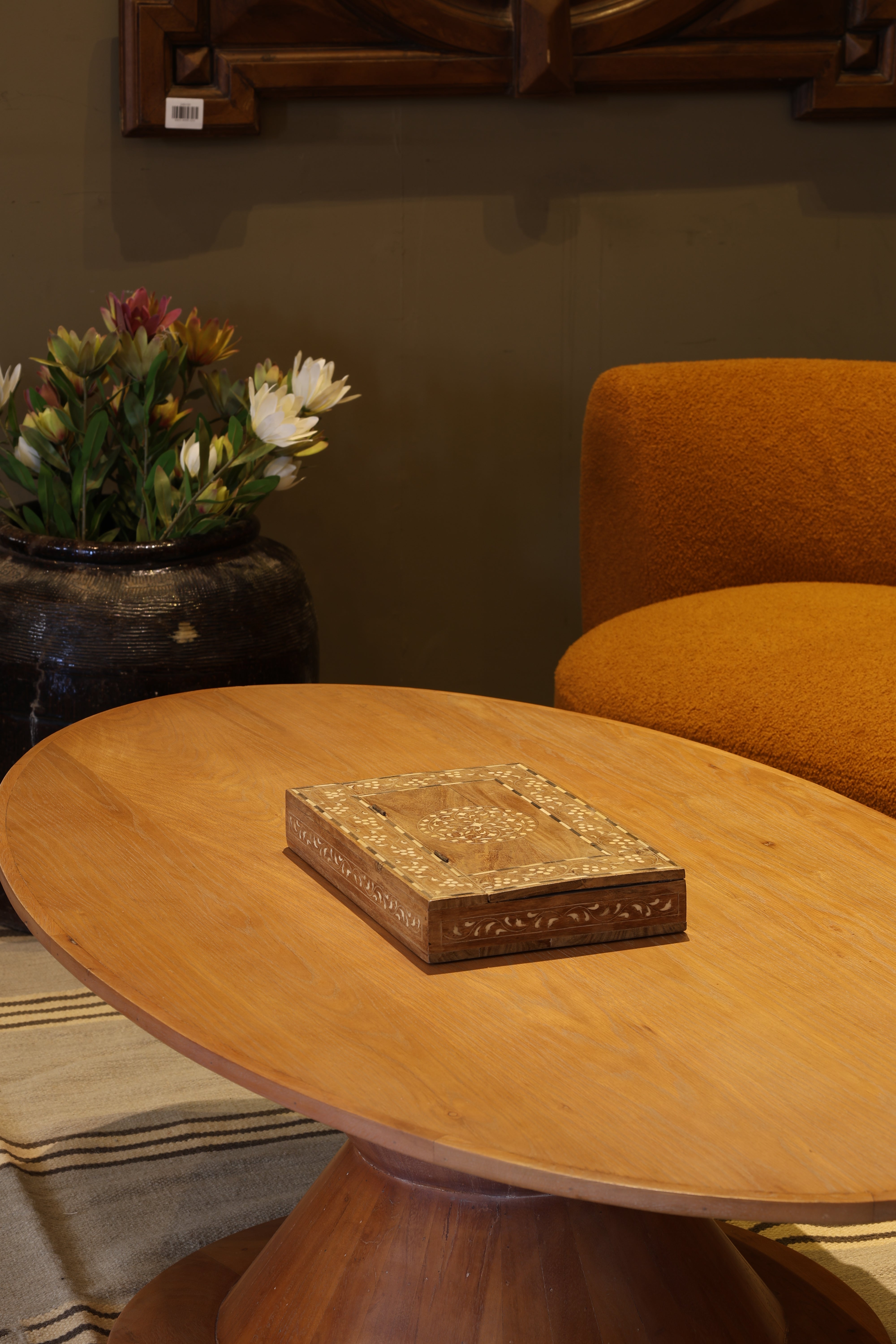 Ornate Floral Bone Inlay Accent Box