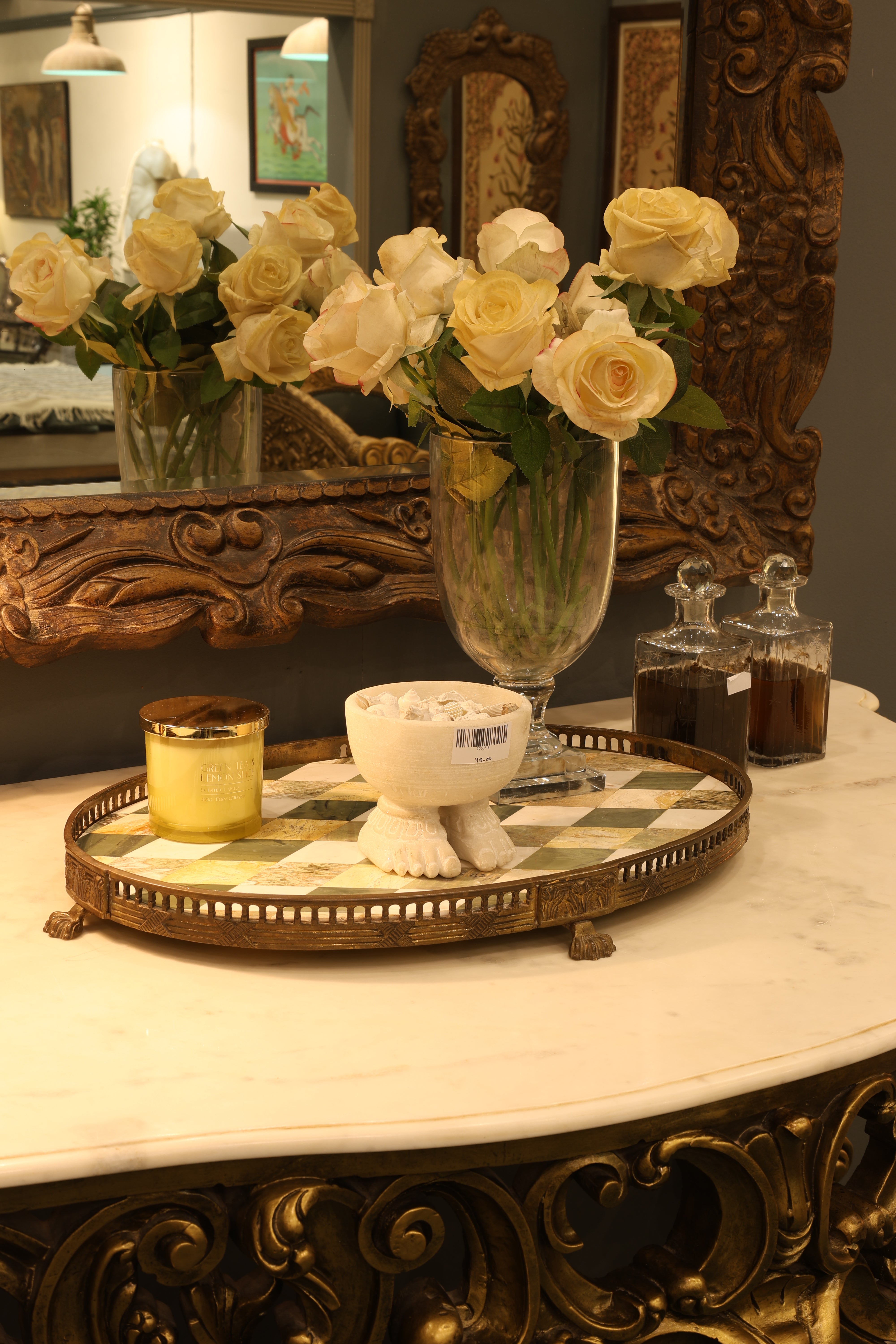 Brass & Marble Inlay Tray